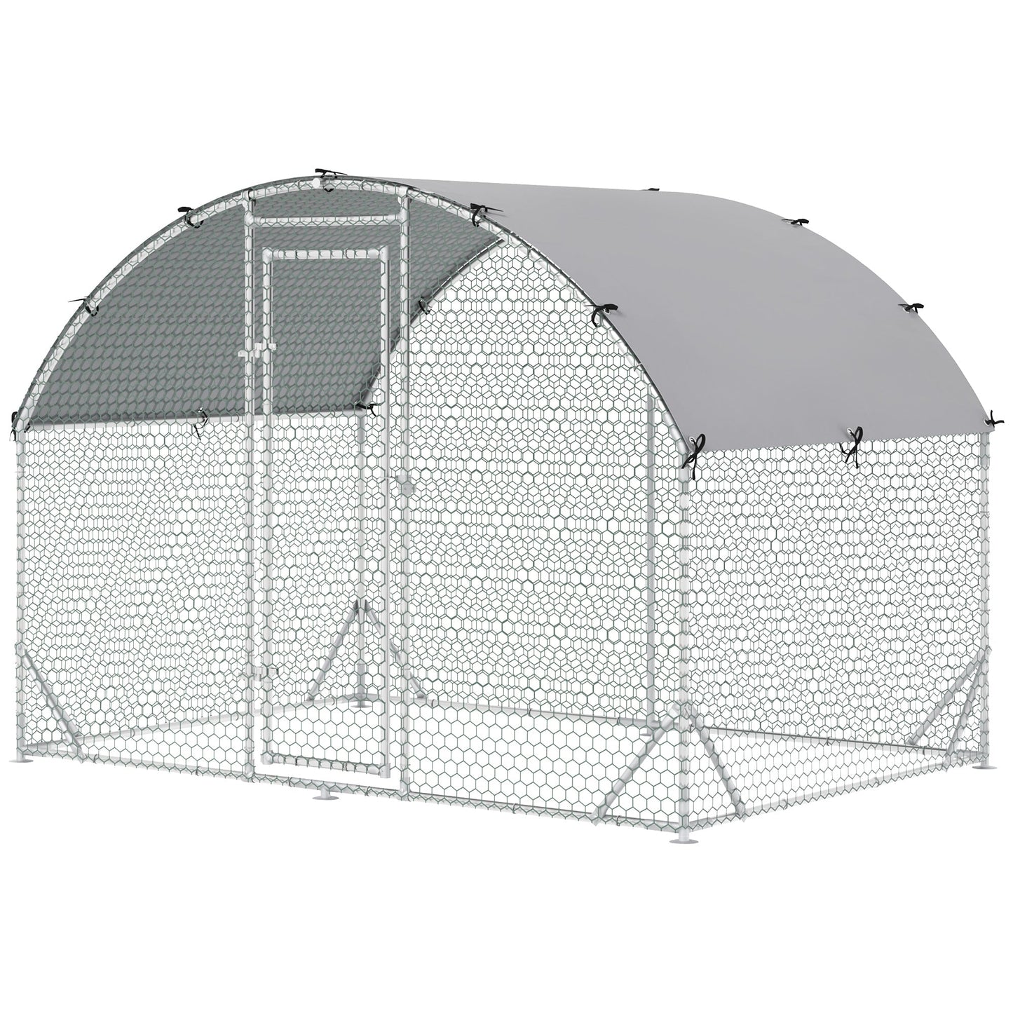 Walk In Chicken Run Galvanised Chicken Coop Hen Poultry House Cage Pet Playpen Garden with Water-Resist Cover, 2.8 x 1.9 x 2m
