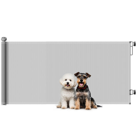 Retractable Stair Gate for Dogs, Extra Wide Dog Gate Extends Up to 180 cm Wide, 86.5 cm Tall, for Doorways, Stairways, Hallways, Indoor and Outdoor, Grey