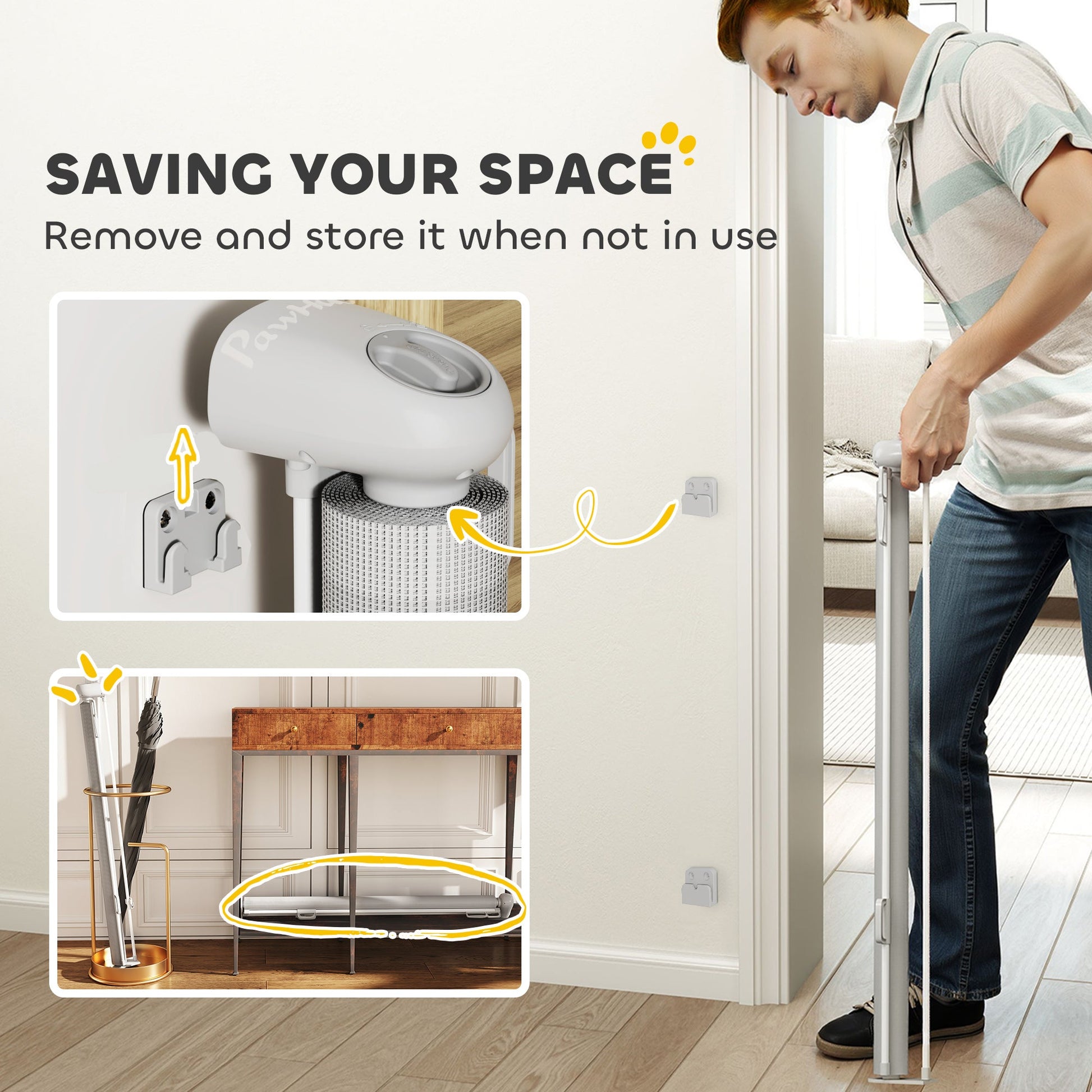 Retractable Stair Gate for Dogs, Extra Wide Dog Gate Extends Up to 180 cm Wide, 86.5 cm Tall, for Doorways, Stairways, Hallways, Indoor and Outdoor, Grey