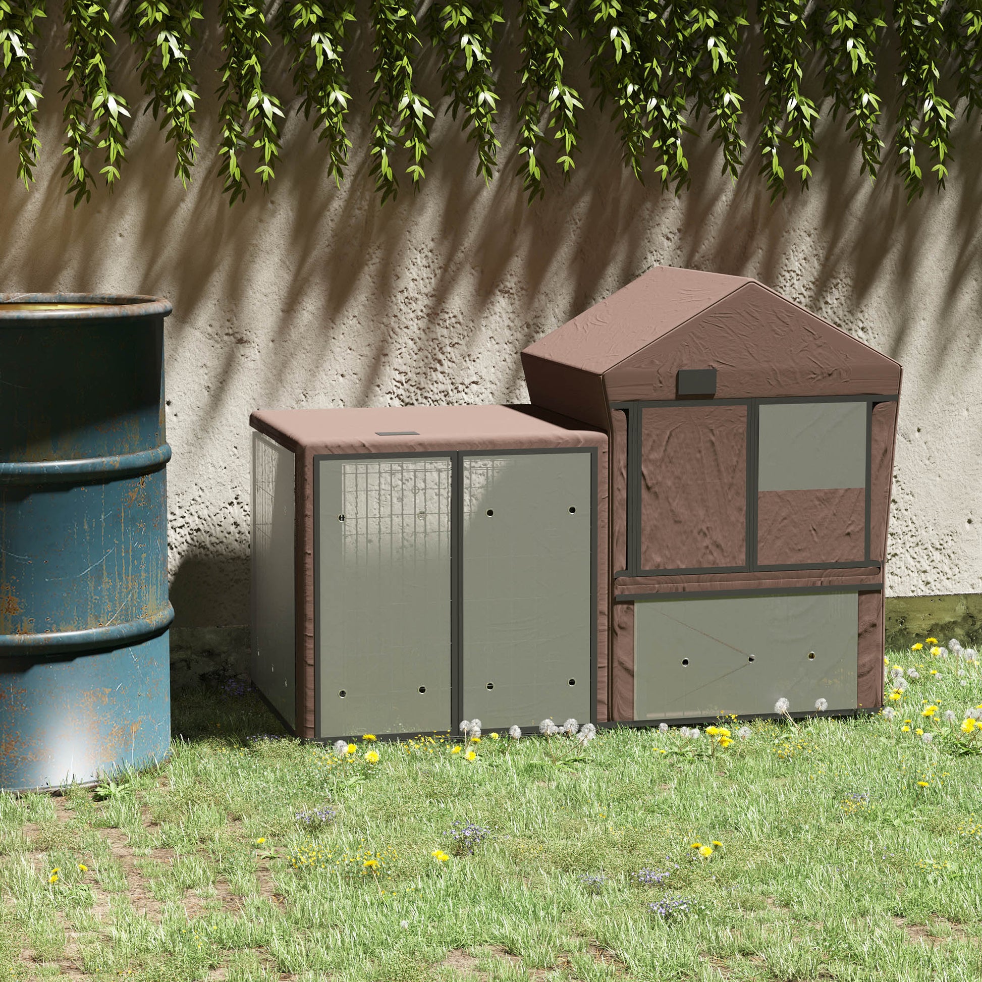 Rabbit Hutch Cover, Water-Resistant Pets Cage Protector, Breathable Guinea Pig Cage Cover - Brown