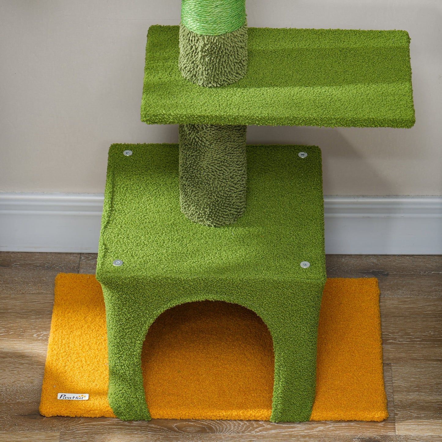 Floor-to-Ceiling Cat Tree, 230-275cm Height Adjustable Cat Tower, 6-Level Activity Centre for Indoor Cats with Scratching Posts, Cat House, Hammock, Toy Ball, Green