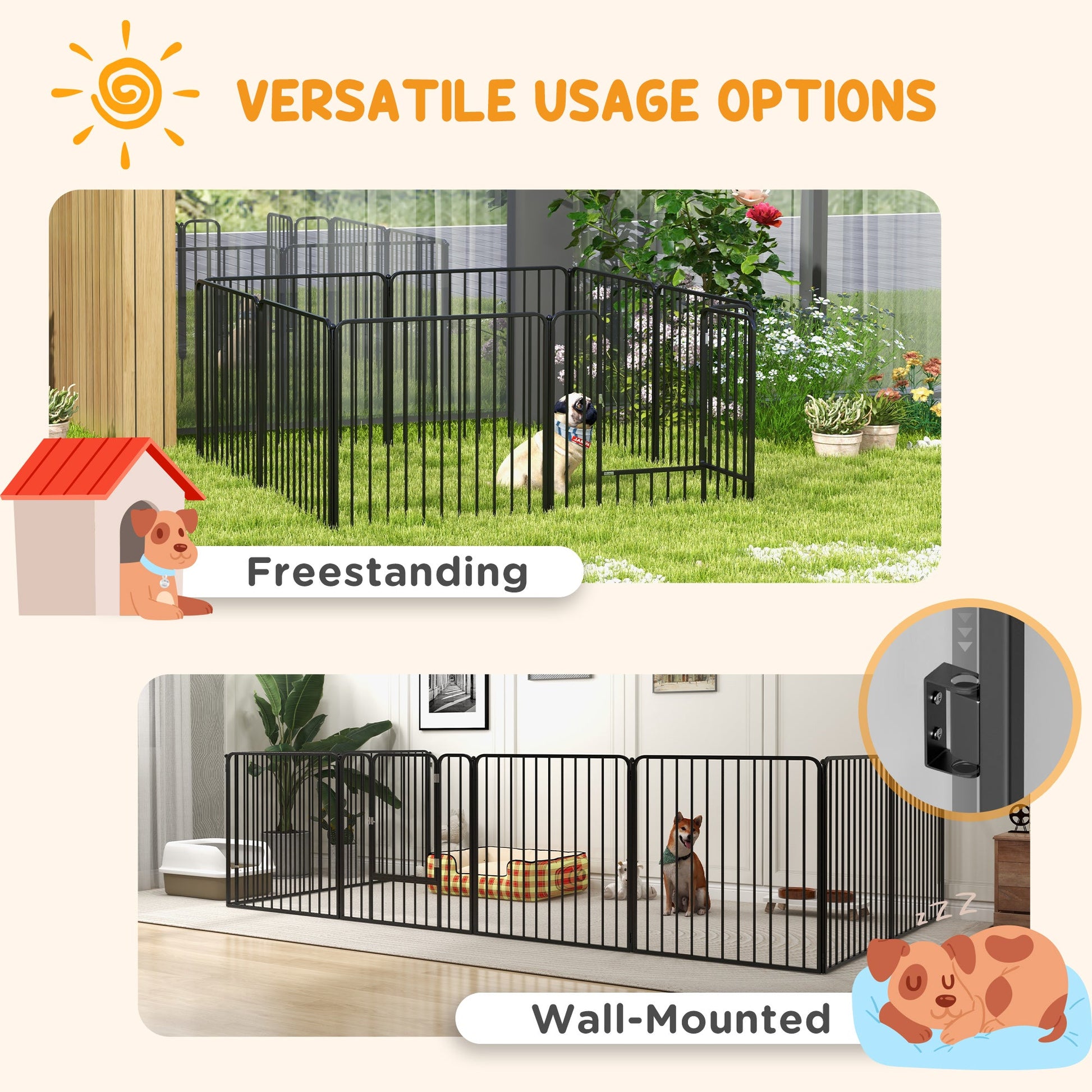 Heavy Duty Dog Playpen, 8 Panels Dog Pen, 80cm Height Pet Playpen Exercise Pen, with Door, for Small and Medium Dogs