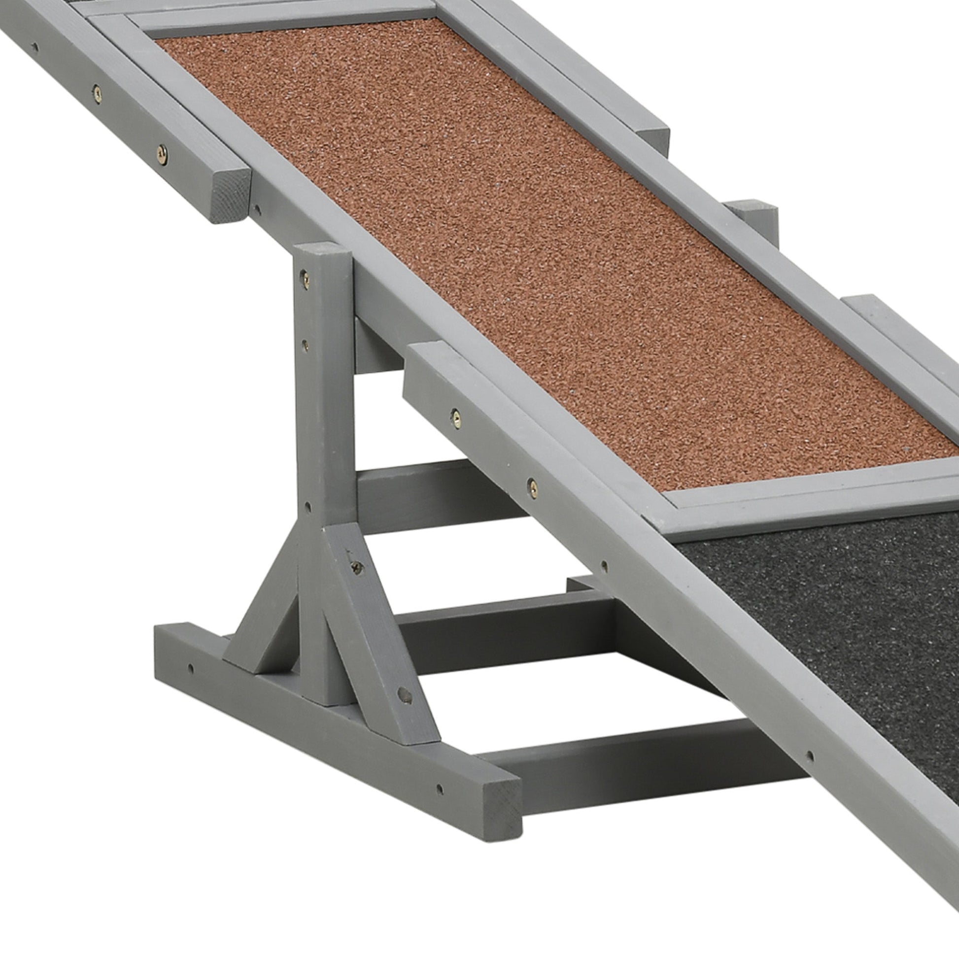 Wooden Pet Seesaw for Big Dogs, Agility Training Equipment for Dogs with Anti-Slip surface, 180 x 30 x 30cm - Grey