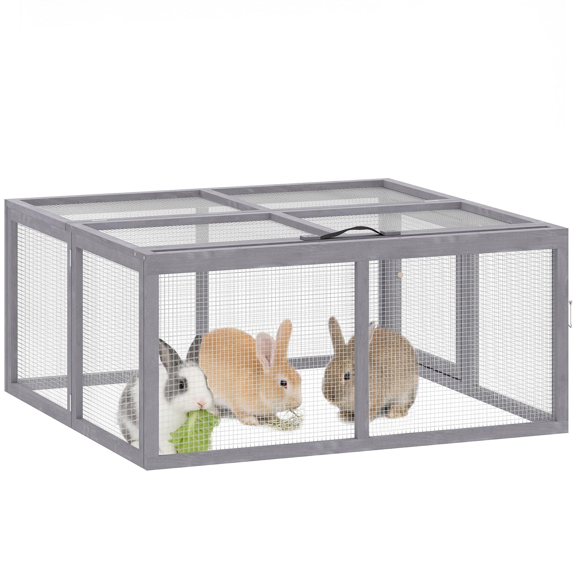 Rabbit Hutch Outdoor, Foldable Guinea Pig House, Portable Rabbit Run, Chicken Cage, Duck Coop with Openable Top, for 3 Bunnies, Ducks, Chickens, 110 x 105 x 50 cm