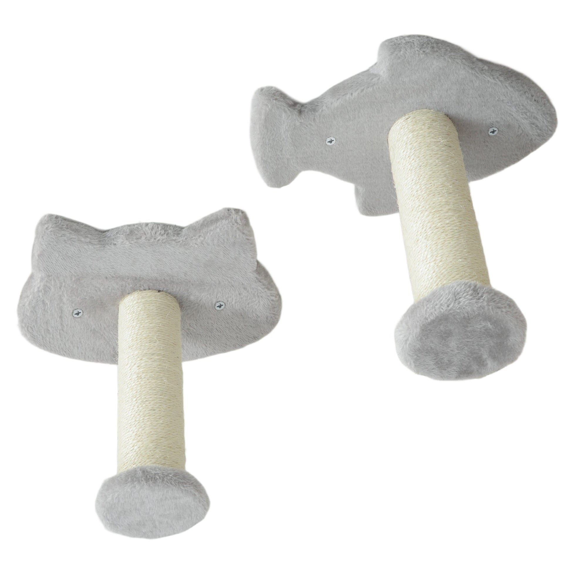 Cat Wall Shelves, 4 Piece Wall-Mounted Cat Tree with Steps, Ladder, Jumping Platforms, Scratching Posts, Toy Ball, Cat Wall Furniture for Indoor Cats, Light Grey