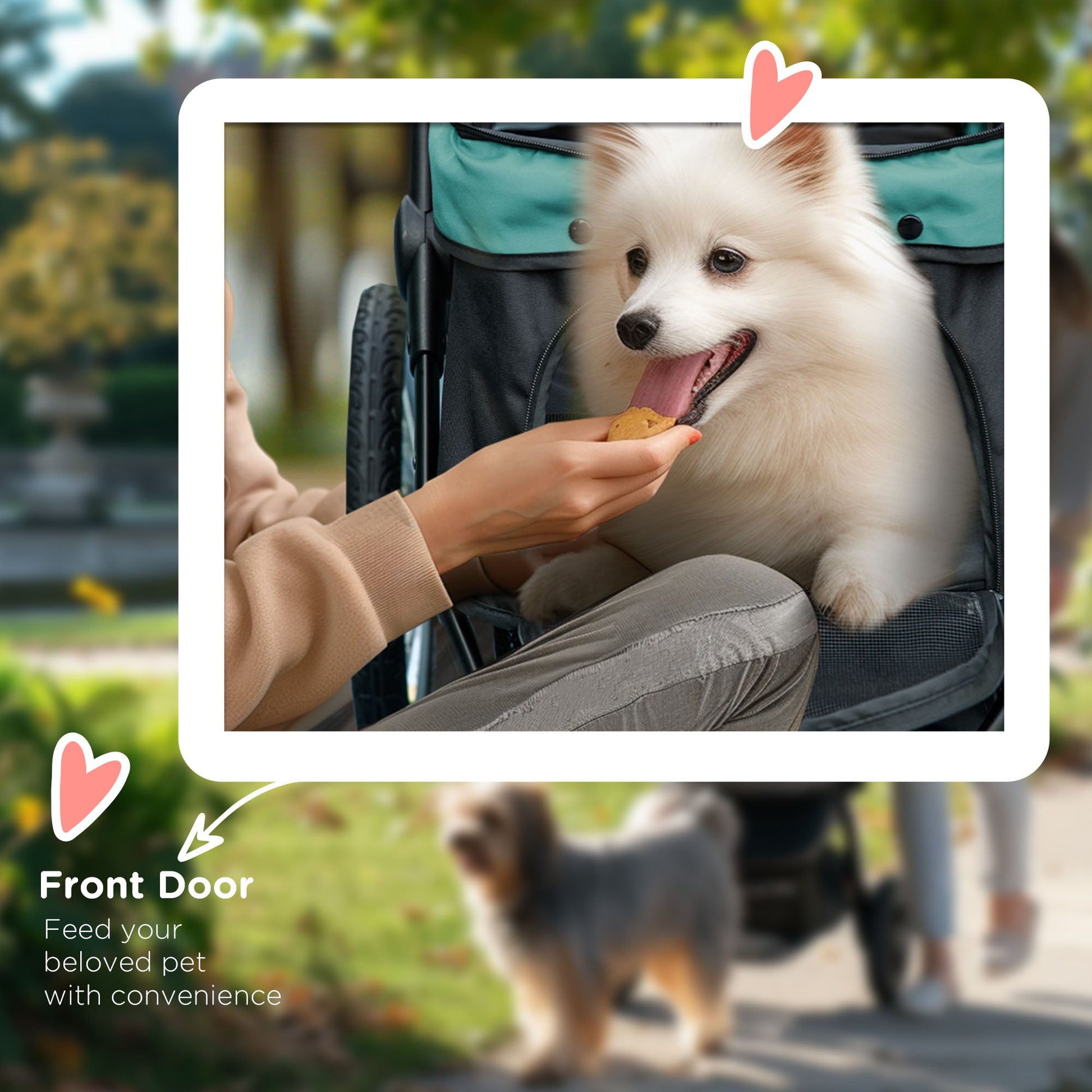 Dog Pram Dog Stroller Jogger Foldable Pet Pushchair for Medium, Small Dogs, w/ Rubber Wheels, Washable Cushion - Dark Green