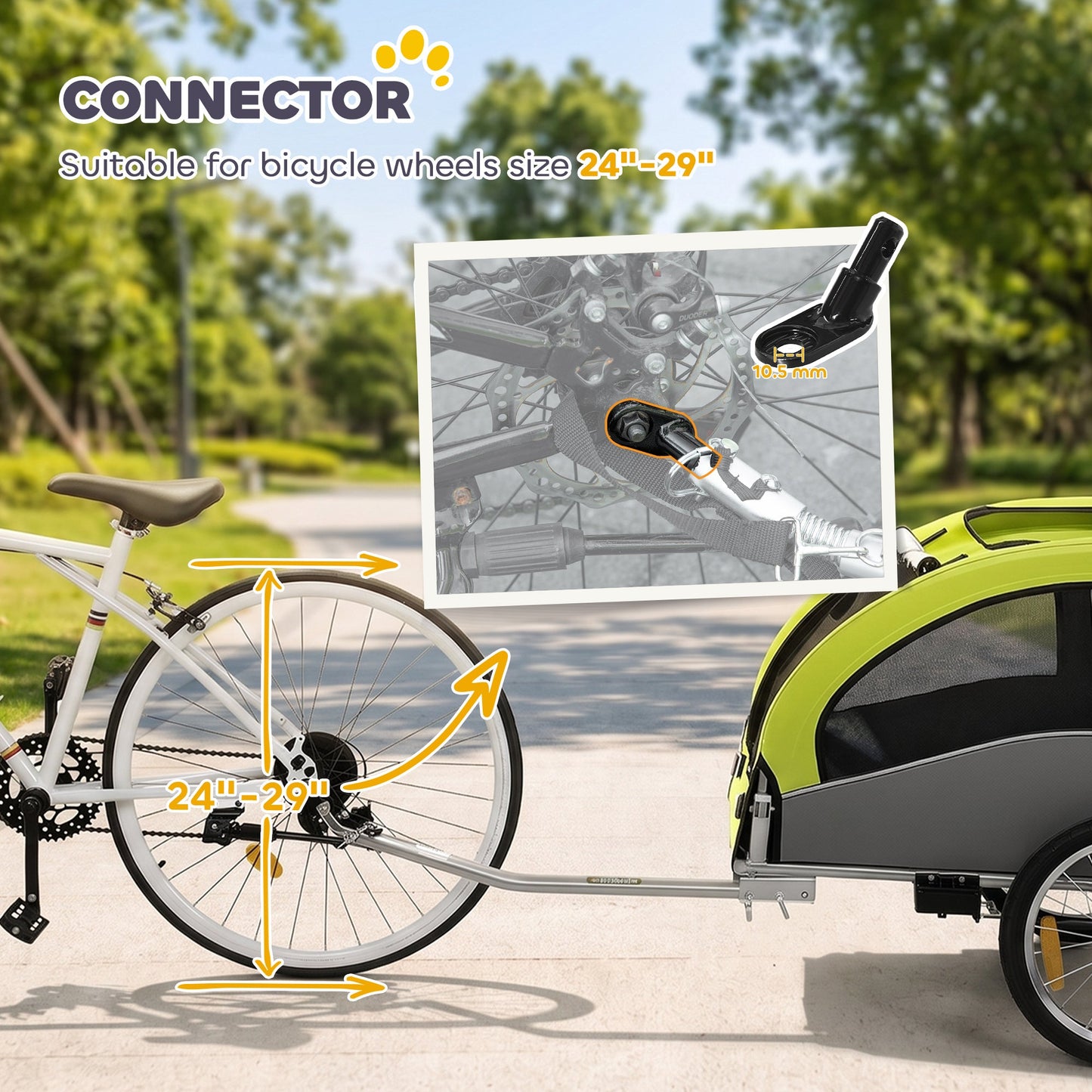 2 in 1 Dog Bike Trailer, Dog Stroller, Foldable Pet Bicycle Trailer Wagon with Suspension, 600D Oxford Fabric, Reflectors, Handbrake, Universal Hitch Coupler, for Medium Dogs up to 20kg, Green