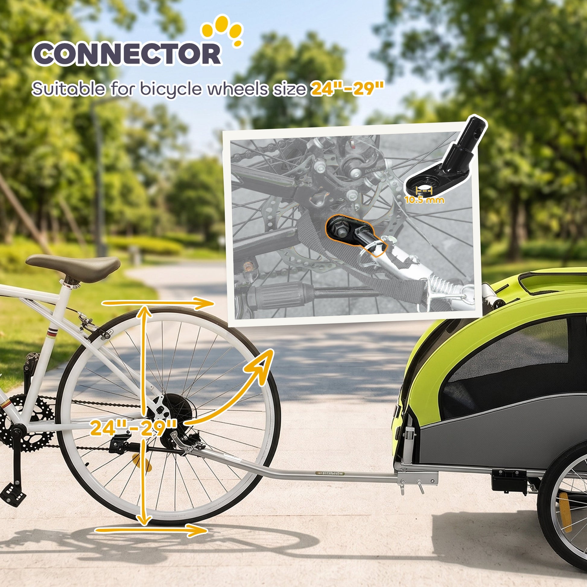 2 in 1 Dog Bike Trailer, Dog Stroller, Foldable Pet Bicycle Trailer Wagon with Suspension, 600D Oxford Fabric, Reflectors, Handbrake, Universal Hitch Coupler, for Medium Dogs up to 20kg, Green