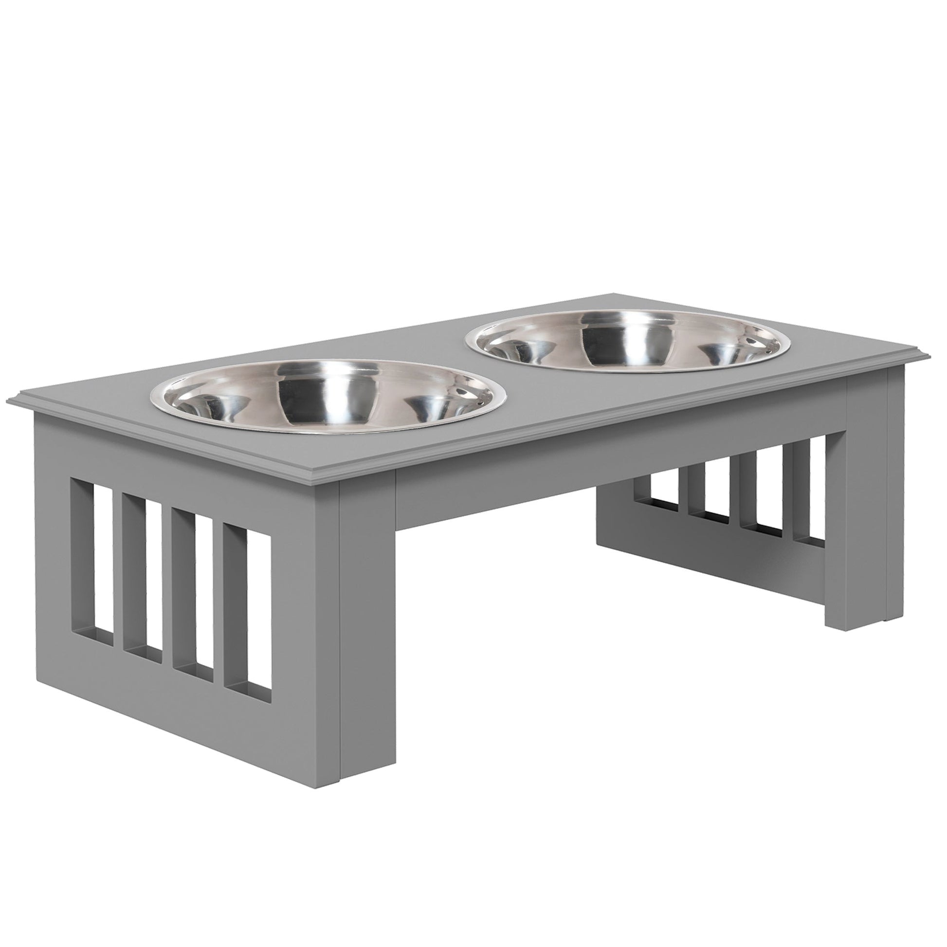 Raised Dog Bowl Feeding Bowls with Stand for Extra Small and Small Dogs Elevated Pet Bowls Water Food Feeder 44L x 24W x 15H cm - Grey