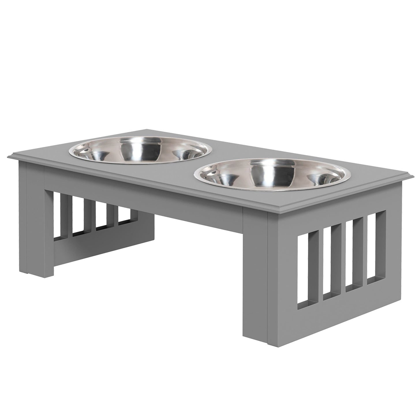 Raised Dog Bowl Feeding Bowls with Stand for Extra Small and Small Dogs Elevated Pet Bowls Water Food Feeder 44L x 24W x 15H cm - Grey