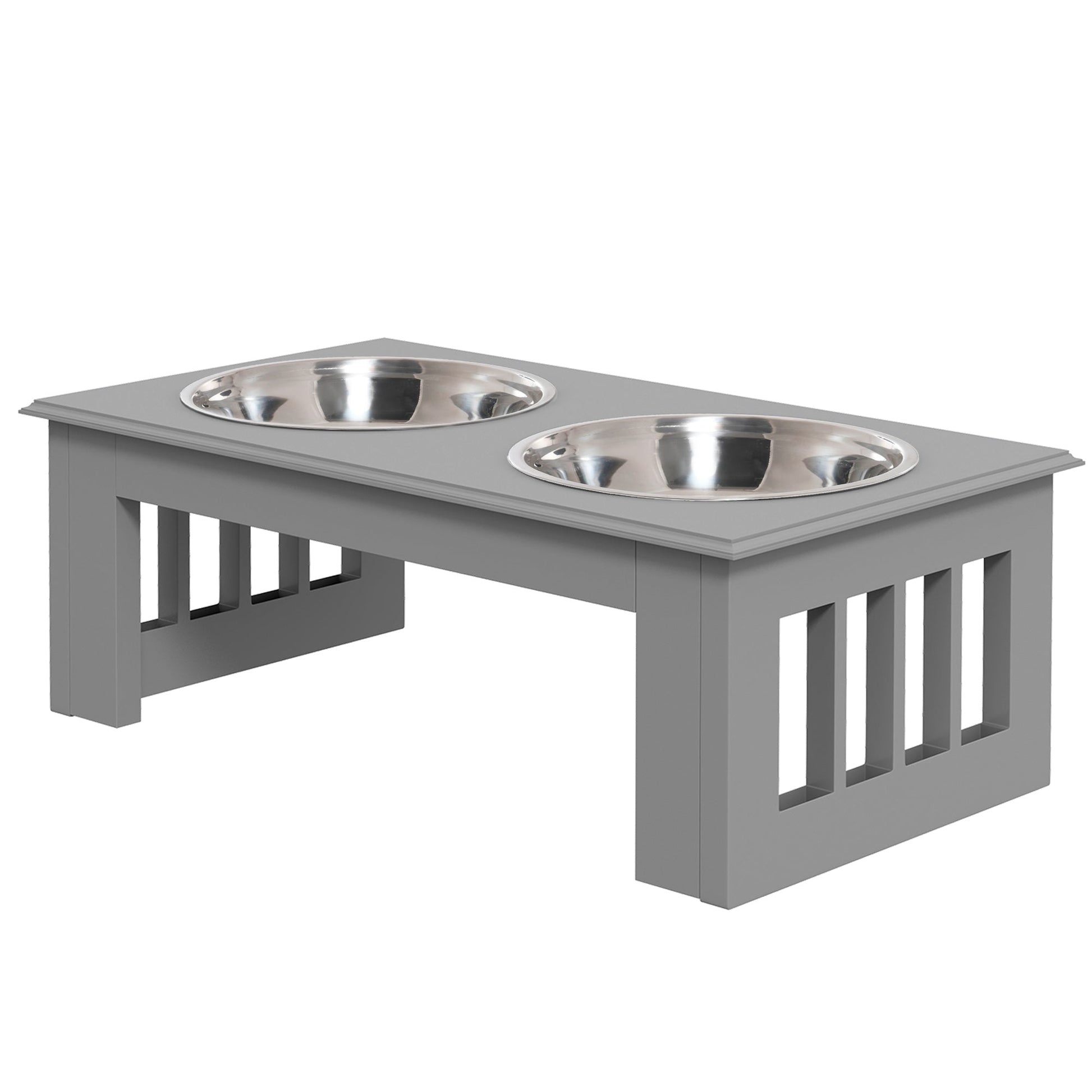 Raised Dog Bowl Feeding Bowls with Stand for Extra Small and Small Dogs Elevated Pet Bowls Water Food Feeder 44L x 24W x 15H cm - Grey