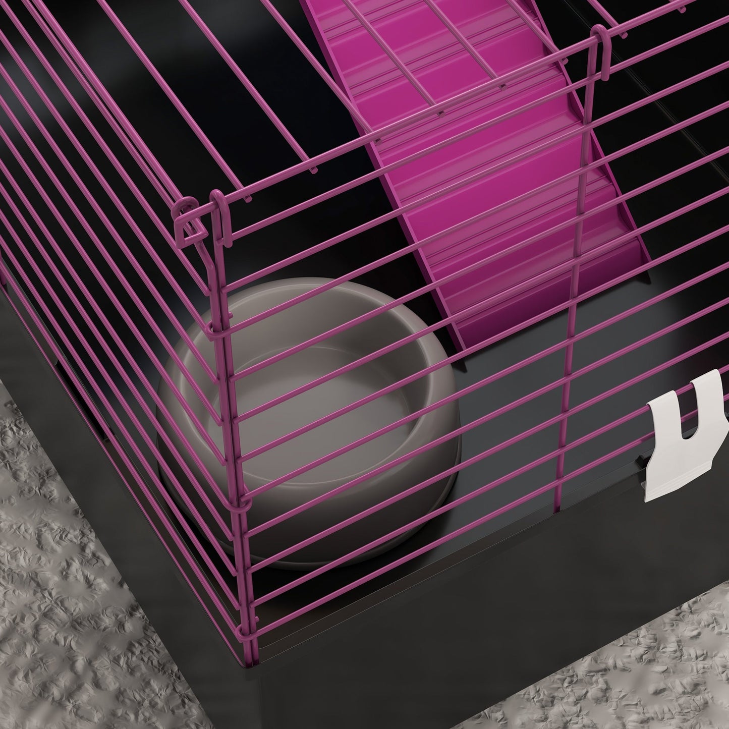 Guinea Pig Cage Chinchillas Rabbit Small Animal Cage with Ramp, Dish, Water Bottle, 71 x 46 x 47cm, Black
