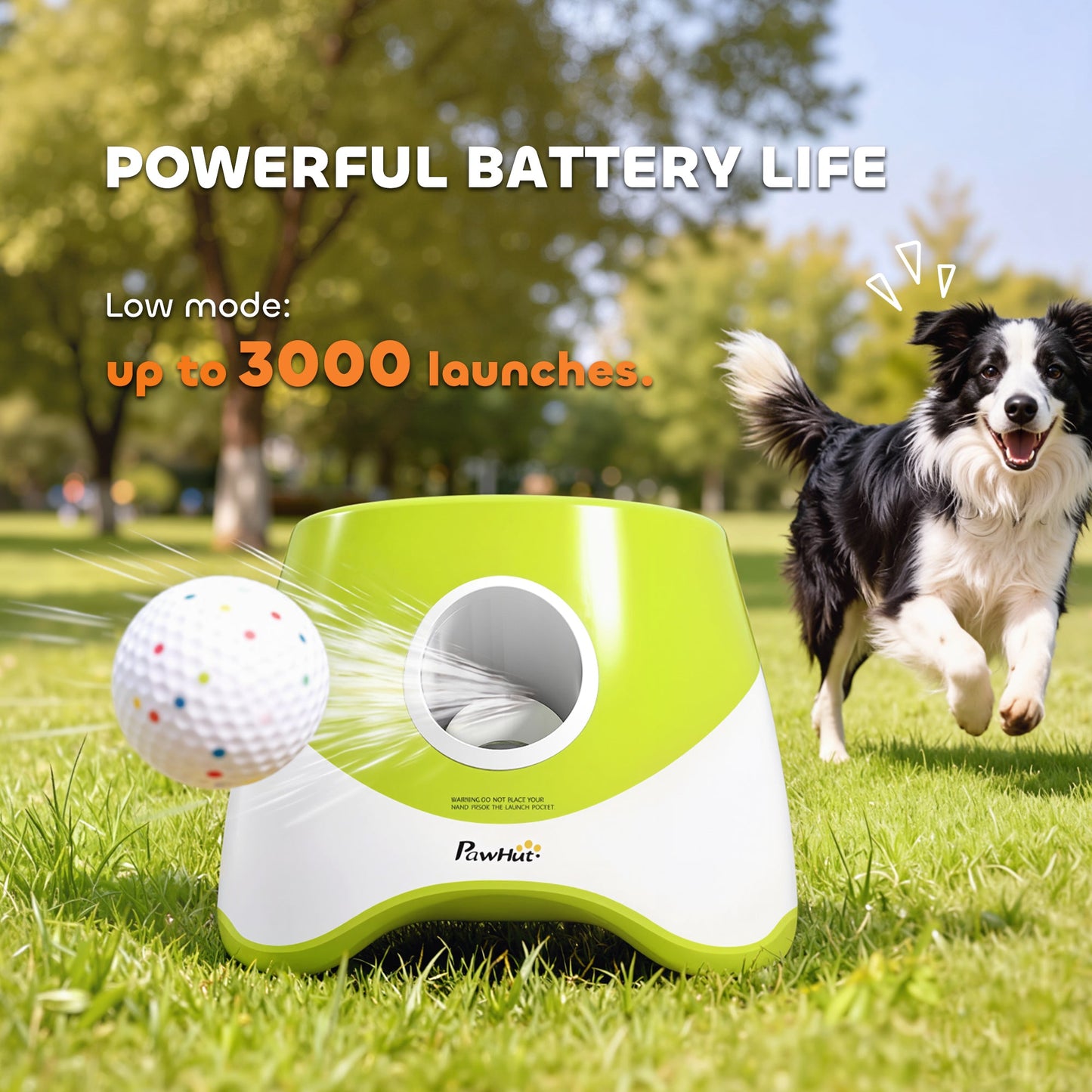 Automatic Dog Ball Launcher with 5 ETPU Tennis Balls, Dog Ball Thrower with 3 Distance Settings (20/33/46ft), Indoor Outdoor Interactive Toy for Small Medium Dogs, Green