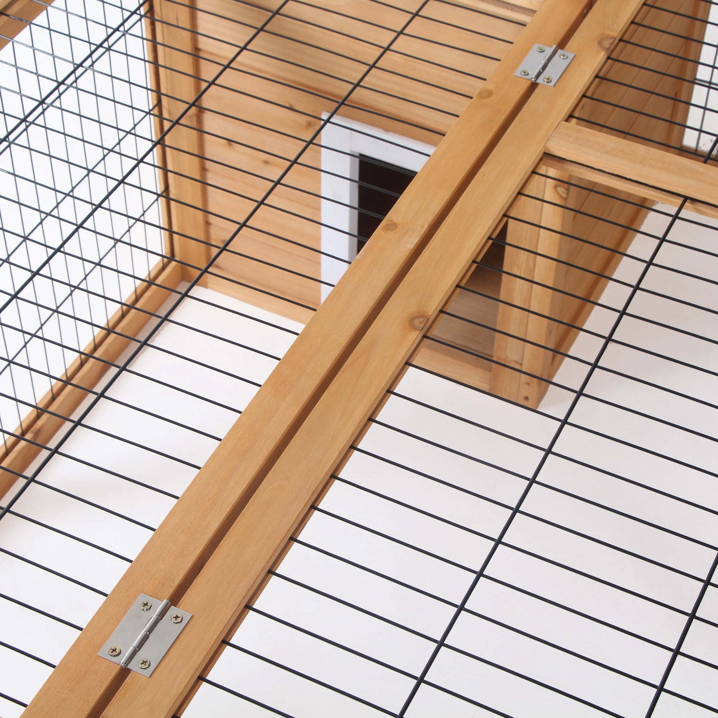 Rabbit Hutch Outdoor, Guinea Pig House, Bunny Run Cage with Openable Top for 1-2 Rabbits, 123 x 120 x 52cm, Yellow