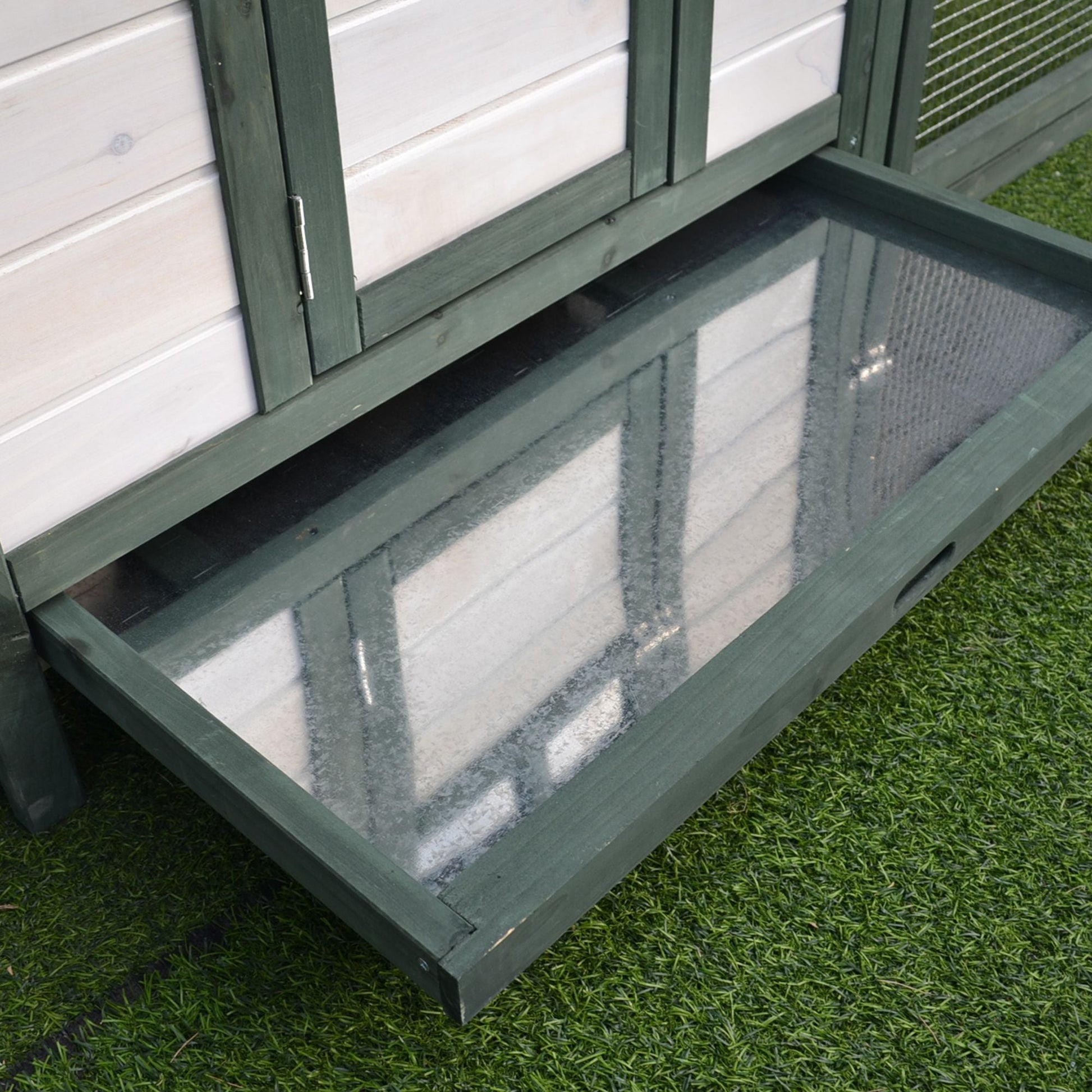 Chicken Coop with Chicken Run, Outdoor Hen House Poultry Cage with Nesting Box, Openable Top, 196 x 76 x 97cm, Green