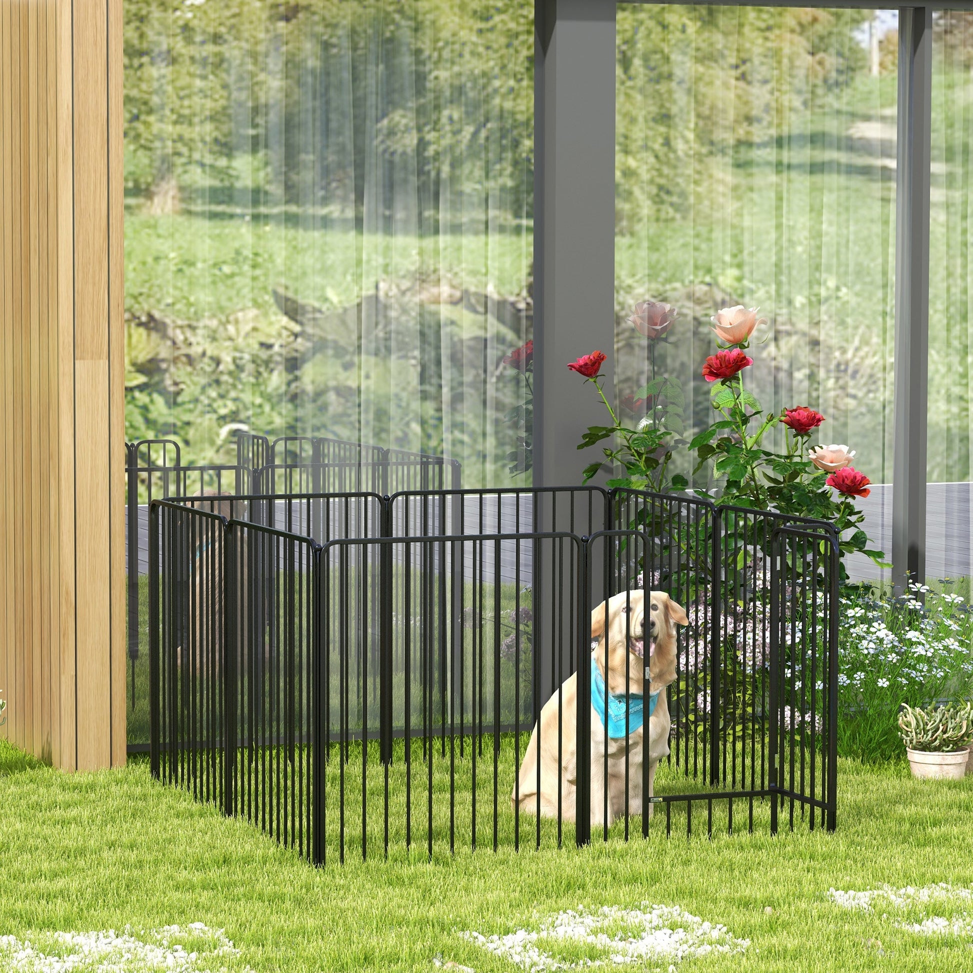 Heavy Duty Dog Playpen, 8 Panels Dog Pen, 100cm Height Pet Playpen Exercise Pen, with Door, for Small and Medium, Large Dogs