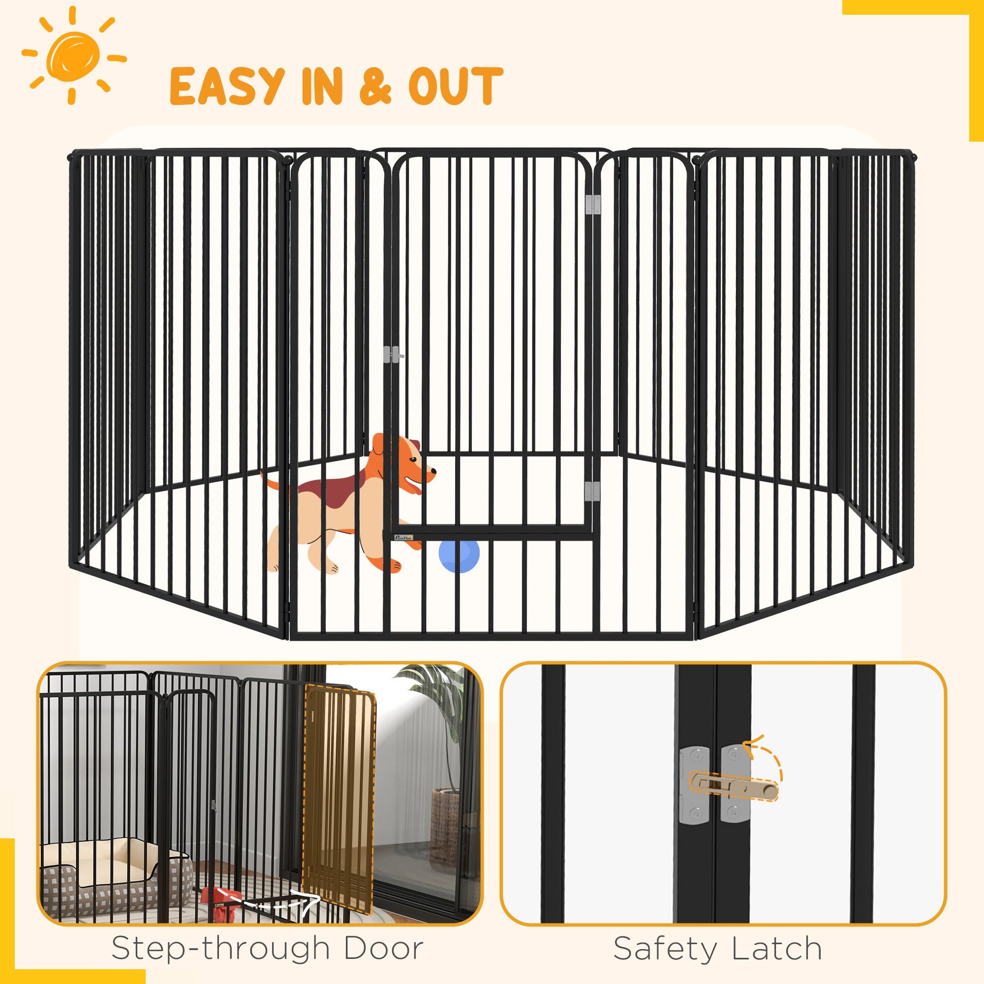 Heavy Duty Dog Playpen, 8 Panels Dog Pen, 100cm Height Pet Playpen Exercise Pen, with Door, for Small and Medium, Large Dogs