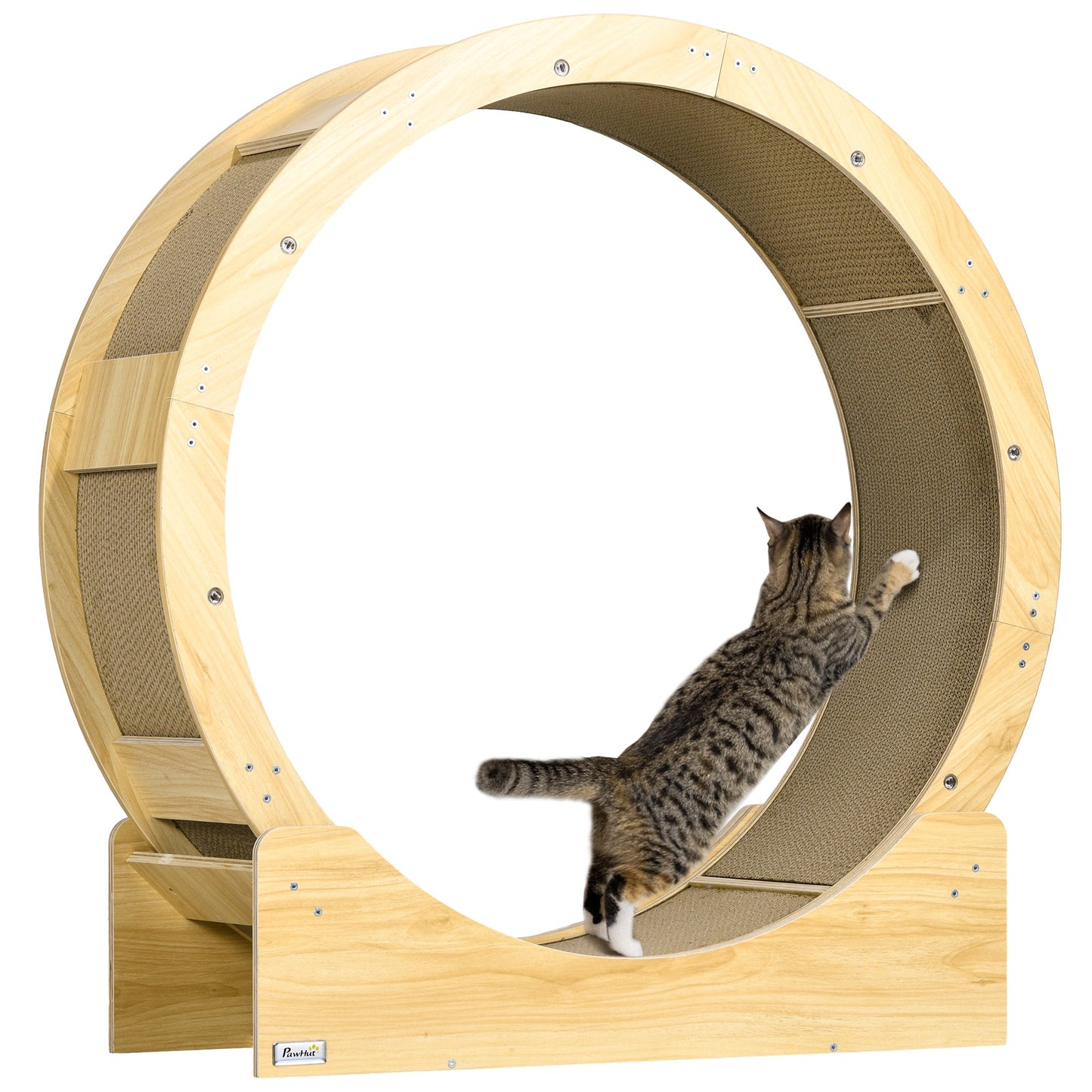 Cat Wheel for Indoor Cats, Cat Treadmill with Brake, Scratching Pads, Cat Exercise Wheel for Health - Oak Tone