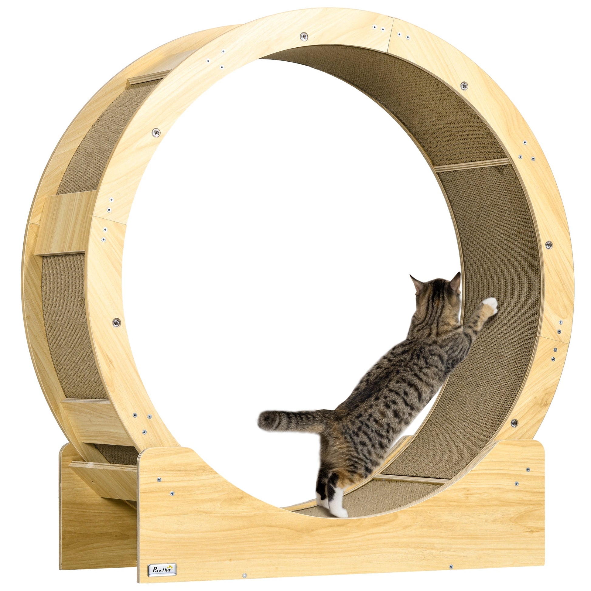 Cat Wheel for Indoor Cats, Cat Treadmill with Brake, Scratching Pads, Cat Exercise Wheel for Health - Oak Tone