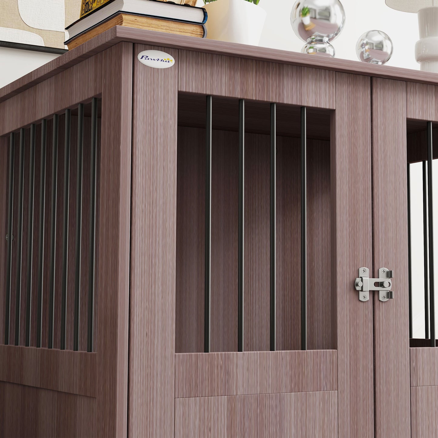 Dog Crate Furniture End Table, Pet Kennel for Small and Medium Dogs with Magnetic Door Indoor Animal Cage, Purple, 85 x 55 x 75 cm