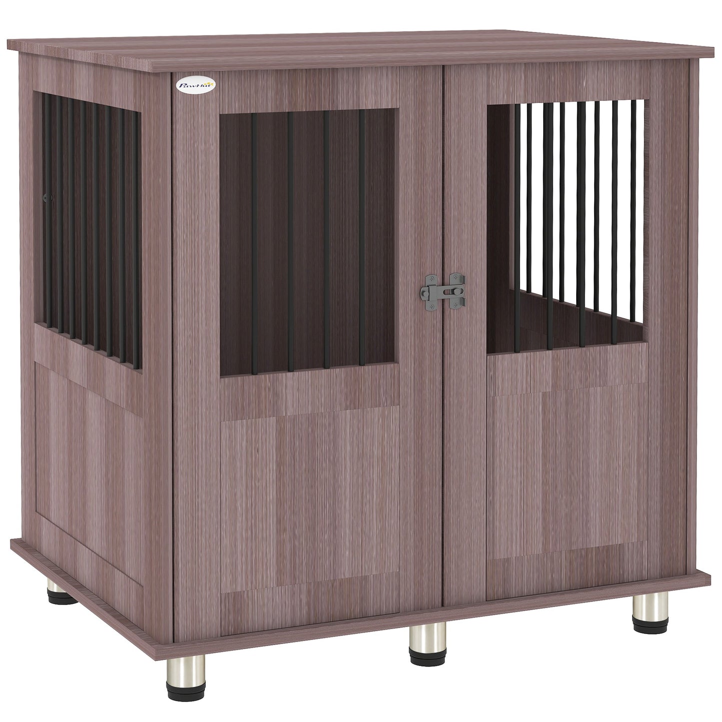 Dog Crate Furniture End Table, Pet Kennel for Small and Medium Dogs with Magnetic Door Indoor Animal Cage, Purple, 85 x 55 x 75 cm