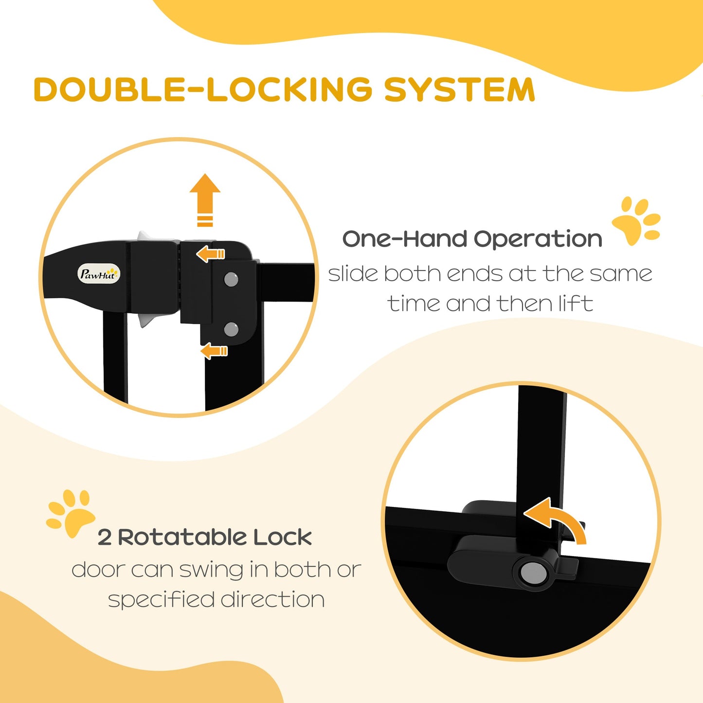 Pressure Fit Dog Stair Gate No Drilling Safety Gate Auto Close for Doorways, Hallways, 74-94cm Adjustable, 94cm Tall, Black