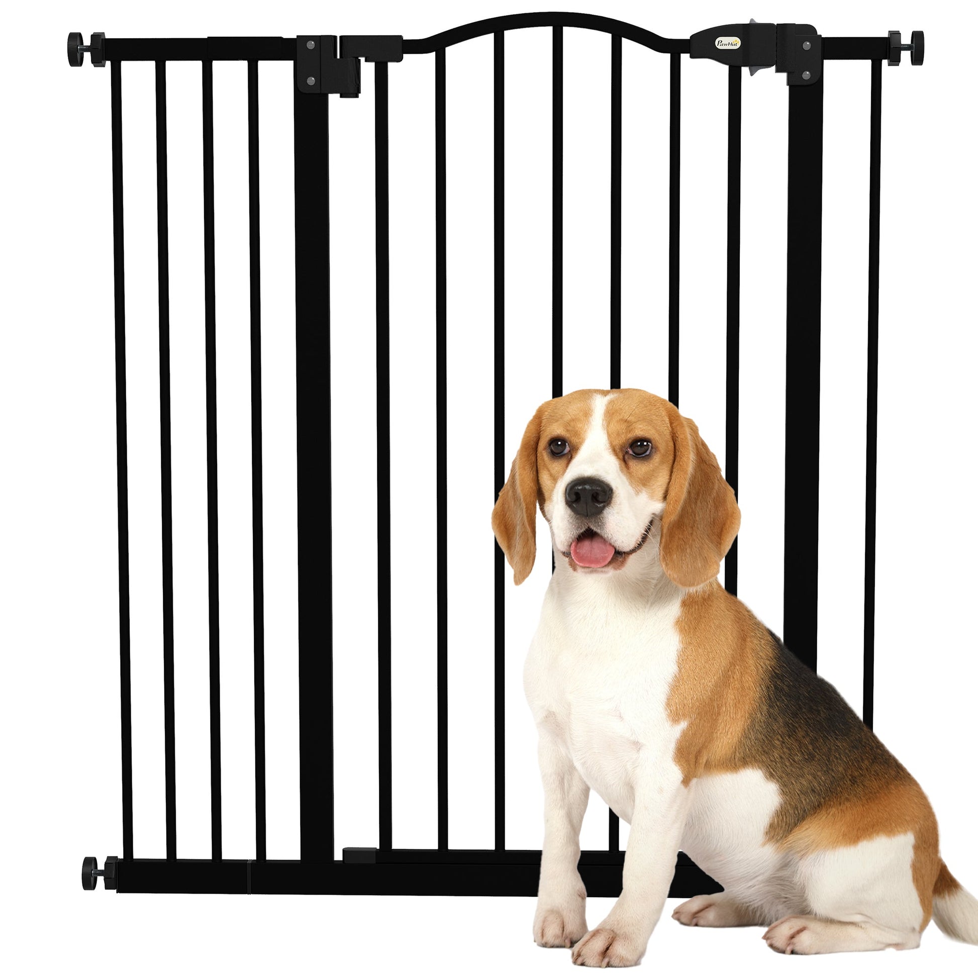 Pressure Fit Dog Stair Gate No Drilling Safety Gate Auto Close for Doorways, Hallways, 74-94cm Adjustable, 94cm Tall, Black