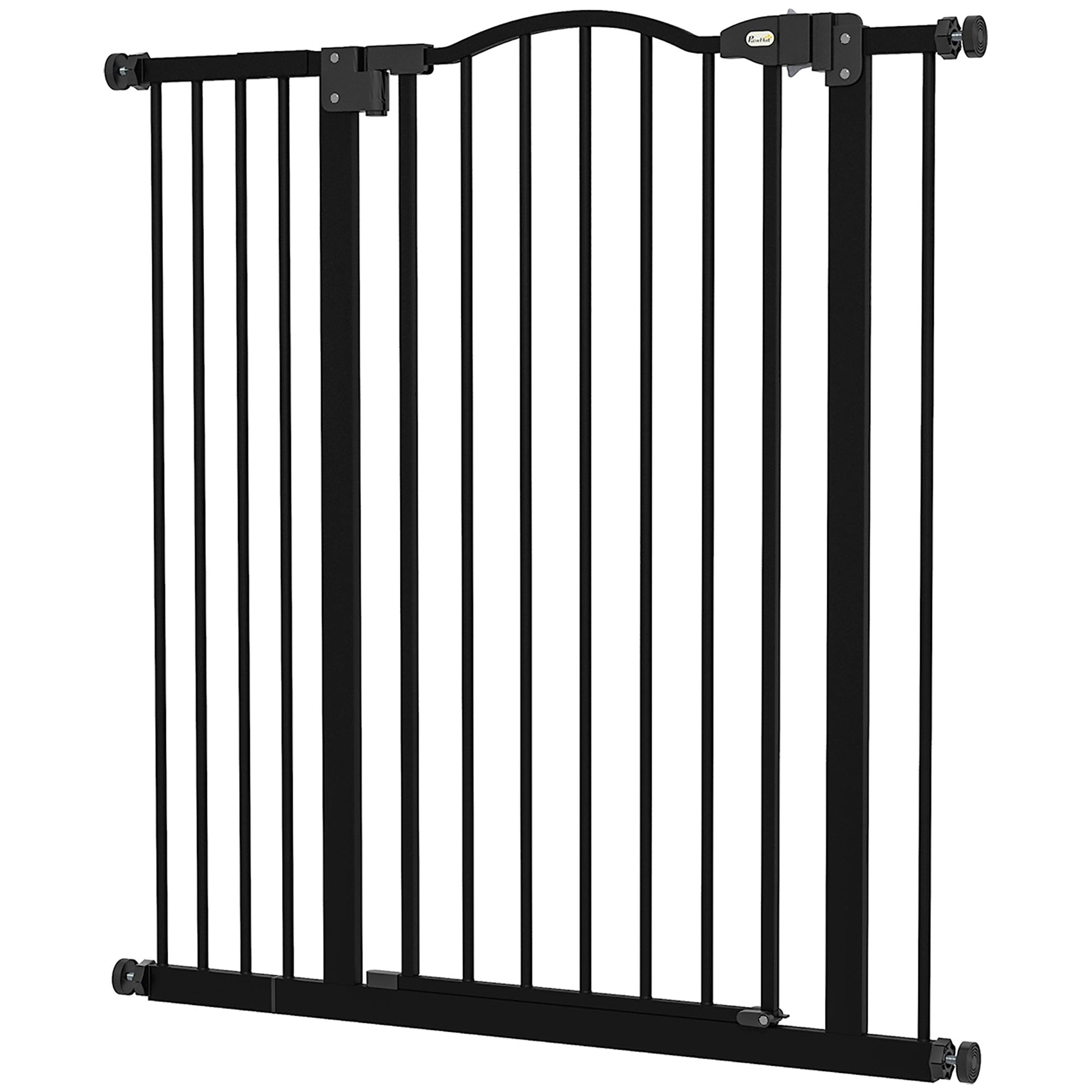 Pressure Fit Dog Stair Gate No Drilling Safety Gate Auto Close for Doorways, Hallways, 74-94cm Adjustable, 94cm Tall, Black