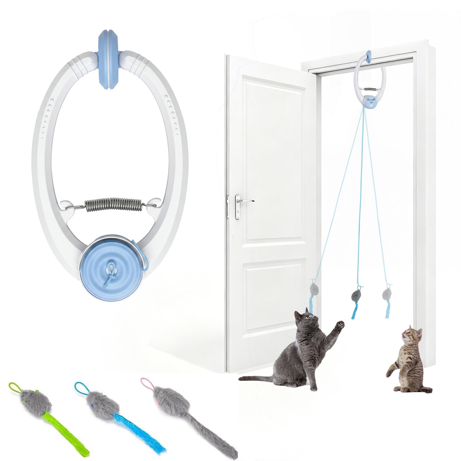 Interactive Cat Toys for Indoor Kittens & Adult, Smart Touch Automatic Cat Toy, USB Rechargeable Door Hanging Bouncing Mouse Teaser for Kitten Exercise and Enrichment
