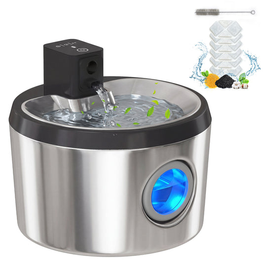 Wireless Cat Water Fountain for Drinking Stainless Steel, 4L/135oz Large Battery Operated Cat Fountain Cordless, Ultra-Quiet Pet Water Dispenser with Motion Sensor, 6 Filters, Rechargeable