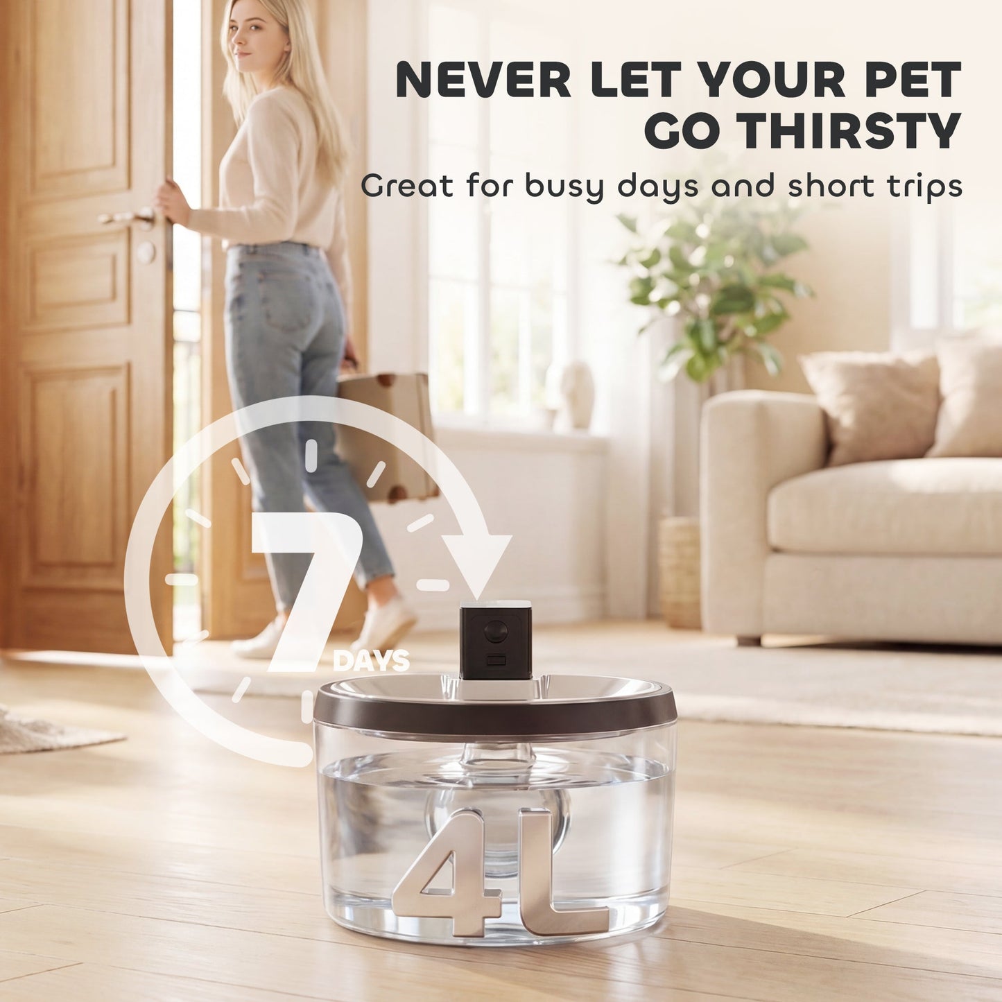 Wireless Cat Water Fountain for Drinking Stainless Steel, 4L/135oz Large Battery Operated Cat Fountain Cordless, Ultra-Quiet Pet Water Dispenser with Motion Sensor, 6 Filters, Rechargeable