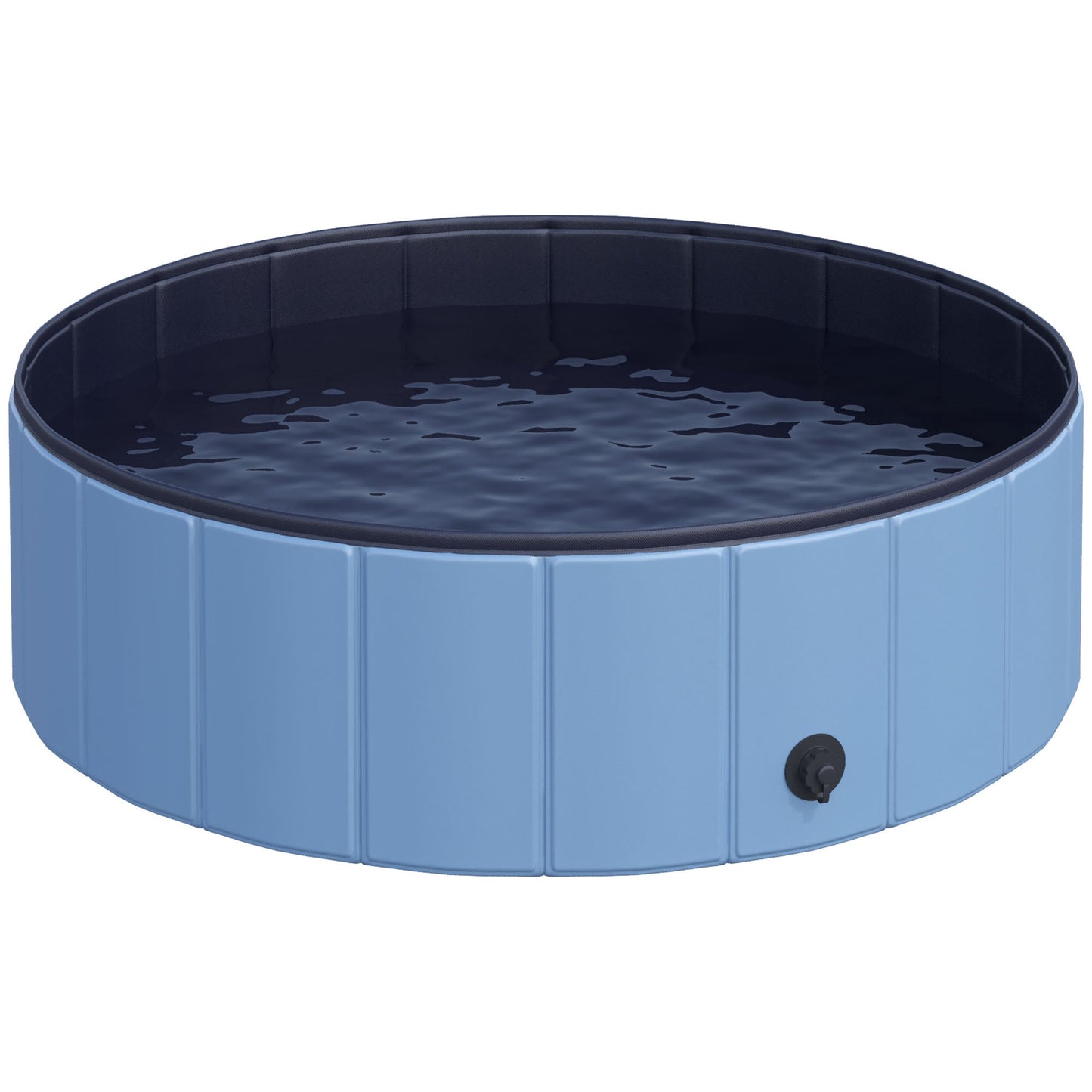 Dog Paddling Pool, Foldable Dog Pool, Leakproof & Hard Plastic, Portable Pet Bathtub with Non-Slip Base & Drainage Hole, for Indoors, Outdoors, Garden, Patio, 100 x 30 cm, Blue