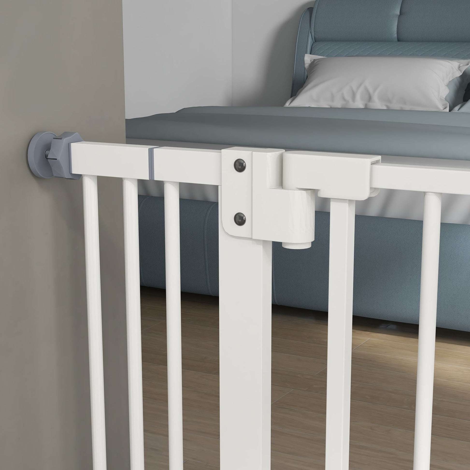 Dog Gate Stair Gate Pressure Fit Pets Barrier Auto Close for Doorway Hallway, 74-100cm Wide Adjustable, White