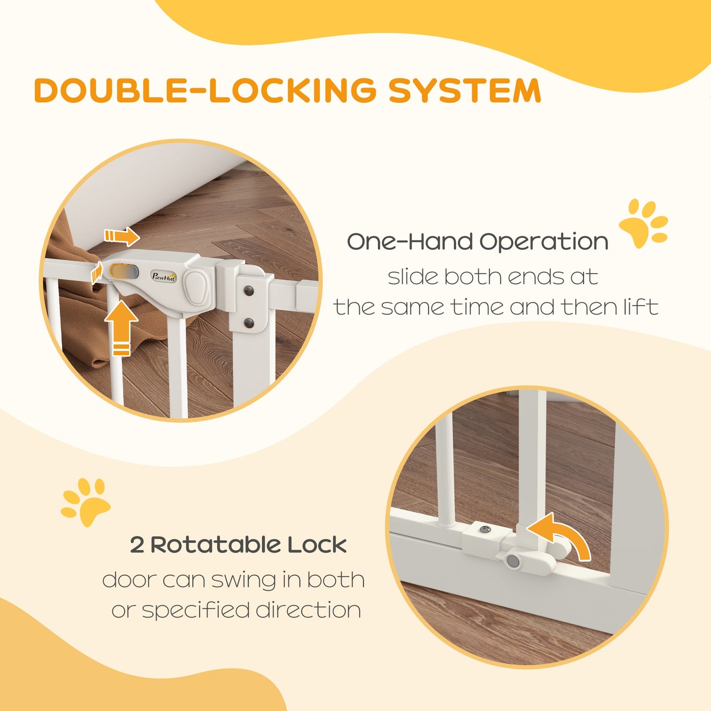 Dog Gate Stair Gate Pressure Fit Pets Barrier Auto Close for Doorway Hallway, 74-100cm Wide Adjustable, White