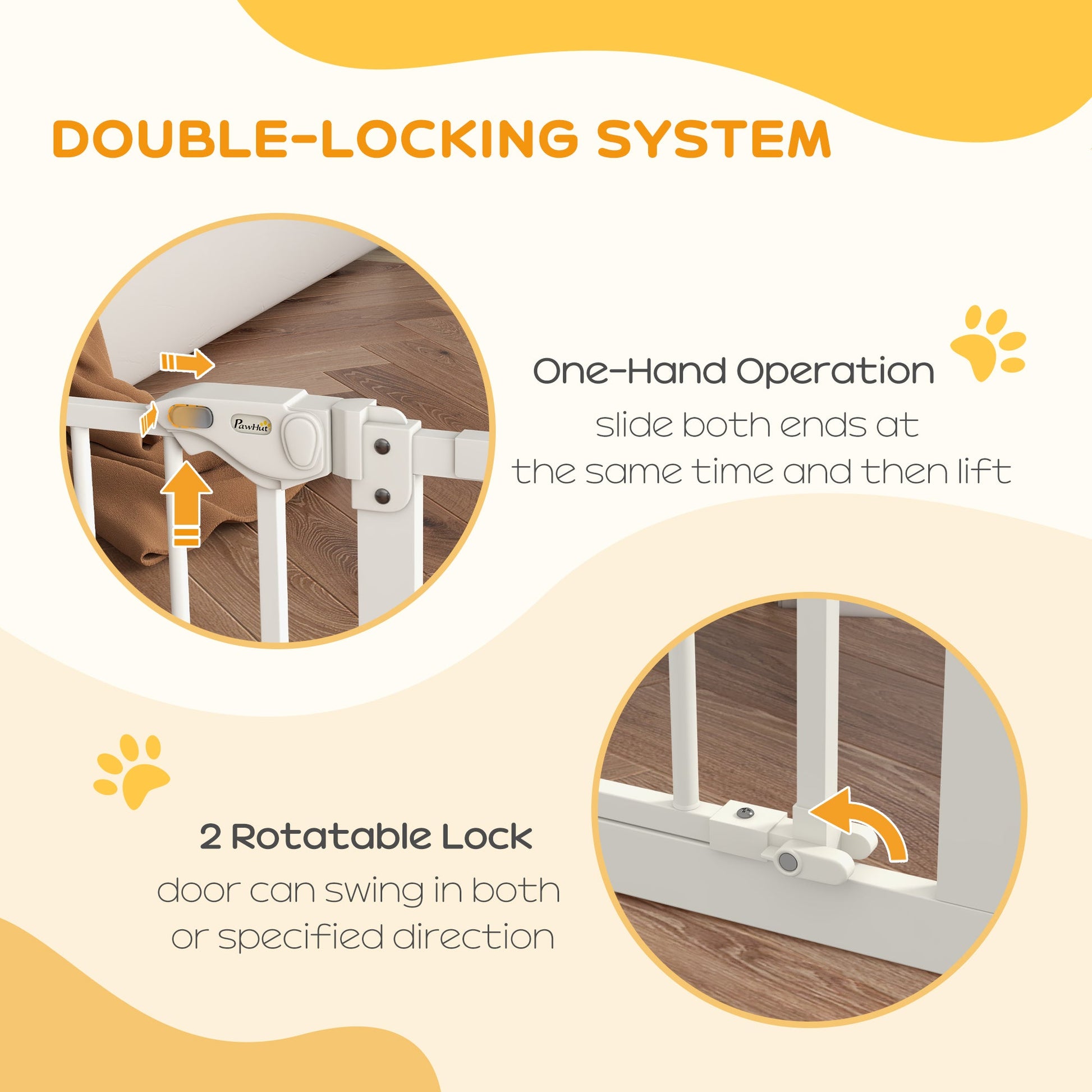 Dog Gate Stair Gate Pressure Fit Pets Barrier Auto Close for Doorway Hallway, 74-100cm Wide Adjustable, White