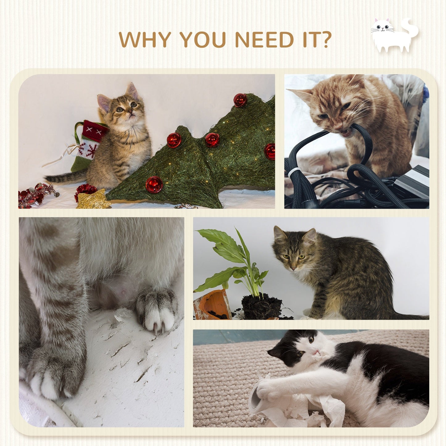4Pcs Wall Mounted Cat Shelves, with Hammock, Perches, Ladder, Scratching Post, Cat Wall Furniture for Large Cats, Grey