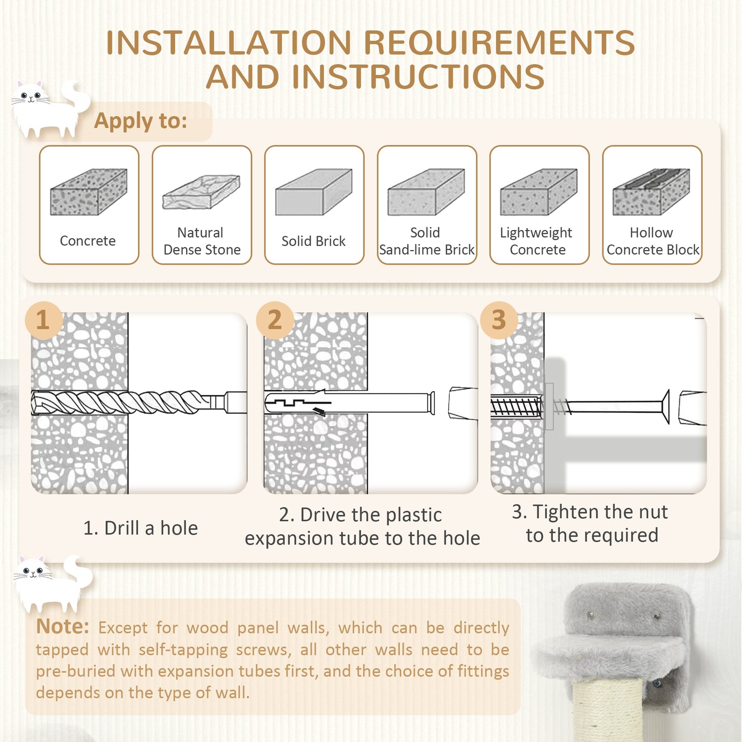 4Pcs Wall Mounted Cat Shelves, with Hammock, Perches, Ladder, Scratching Post, Cat Wall Furniture for Large Cats, Grey