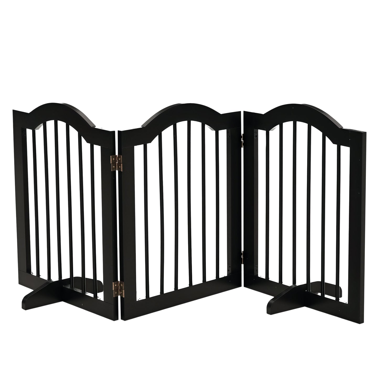 Freestanding Pet Gate Wooden Dog Gate with Support Feet Foldable Pet Fence Safety Barrier for the House Doorway Stairs Black