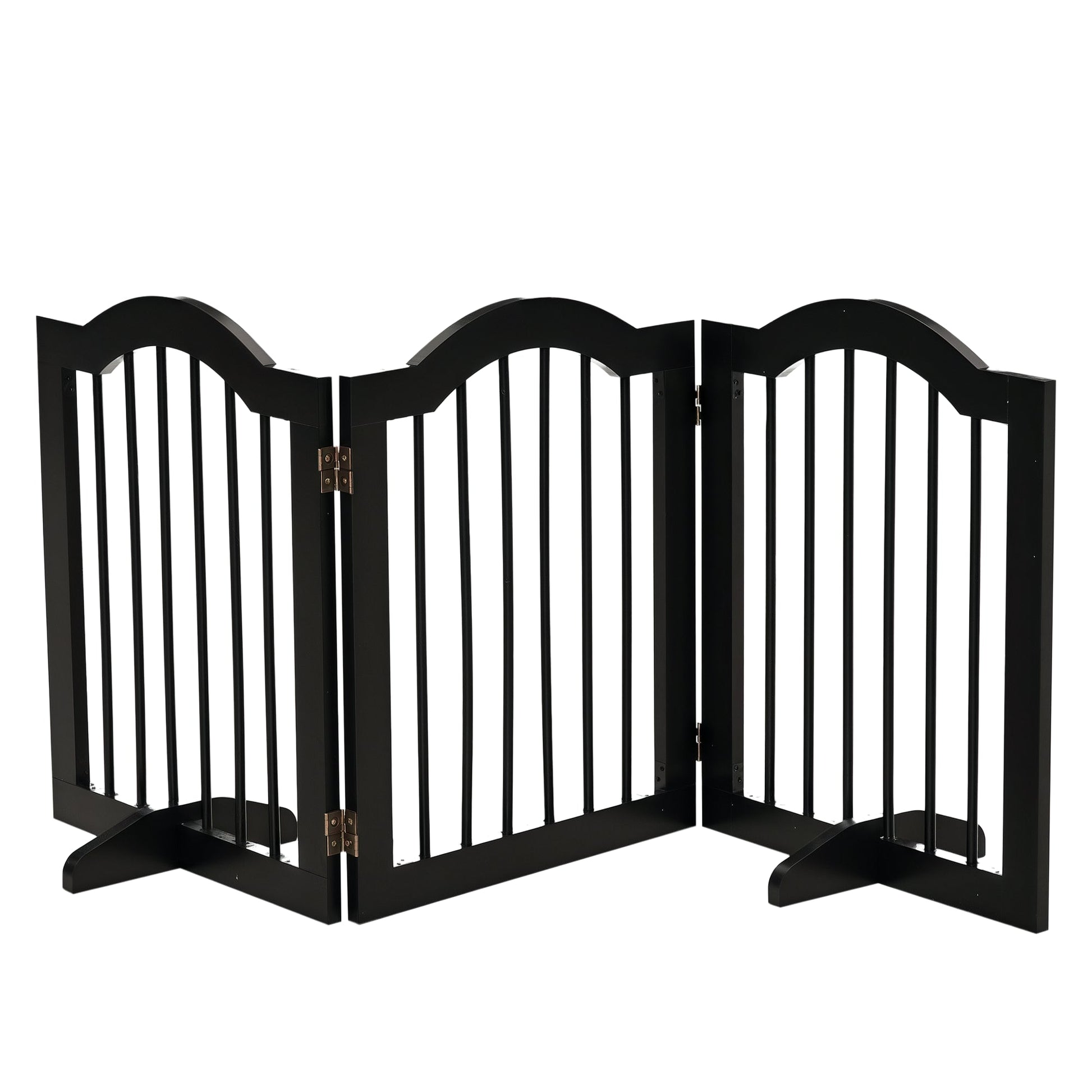 Freestanding Pet Gate Wooden Dog Gate with Support Feet Foldable Pet Fence Safety Barrier for the House Doorway Stairs Black