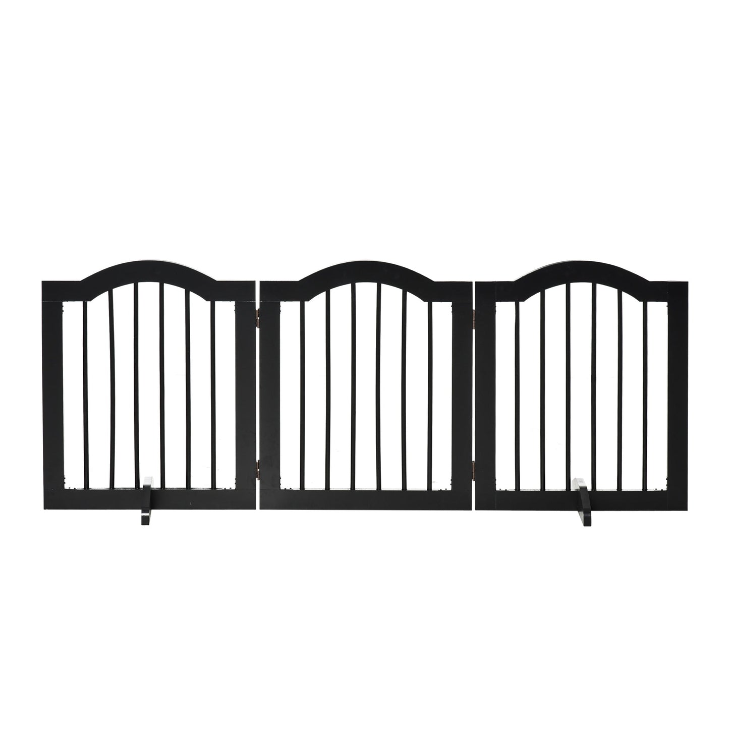 Freestanding Pet Gate Wooden Dog Gate with Support Feet Foldable Pet Fence Safety Barrier for the House Doorway Stairs Black