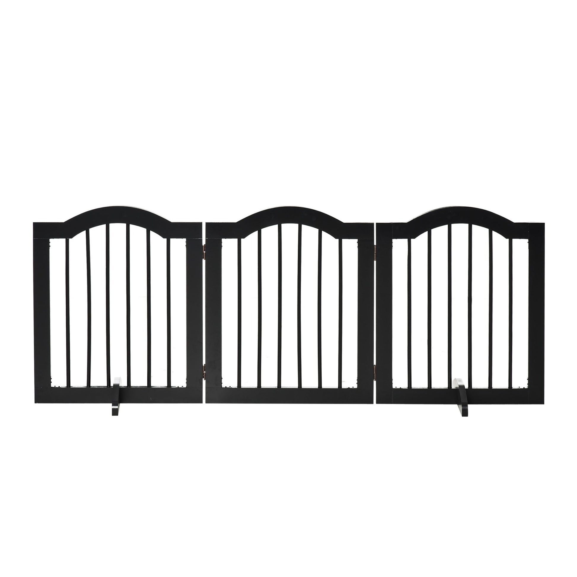 Freestanding Pet Gate Wooden Dog Gate with Support Feet Foldable Pet Fence Safety Barrier for the House Doorway Stairs Black