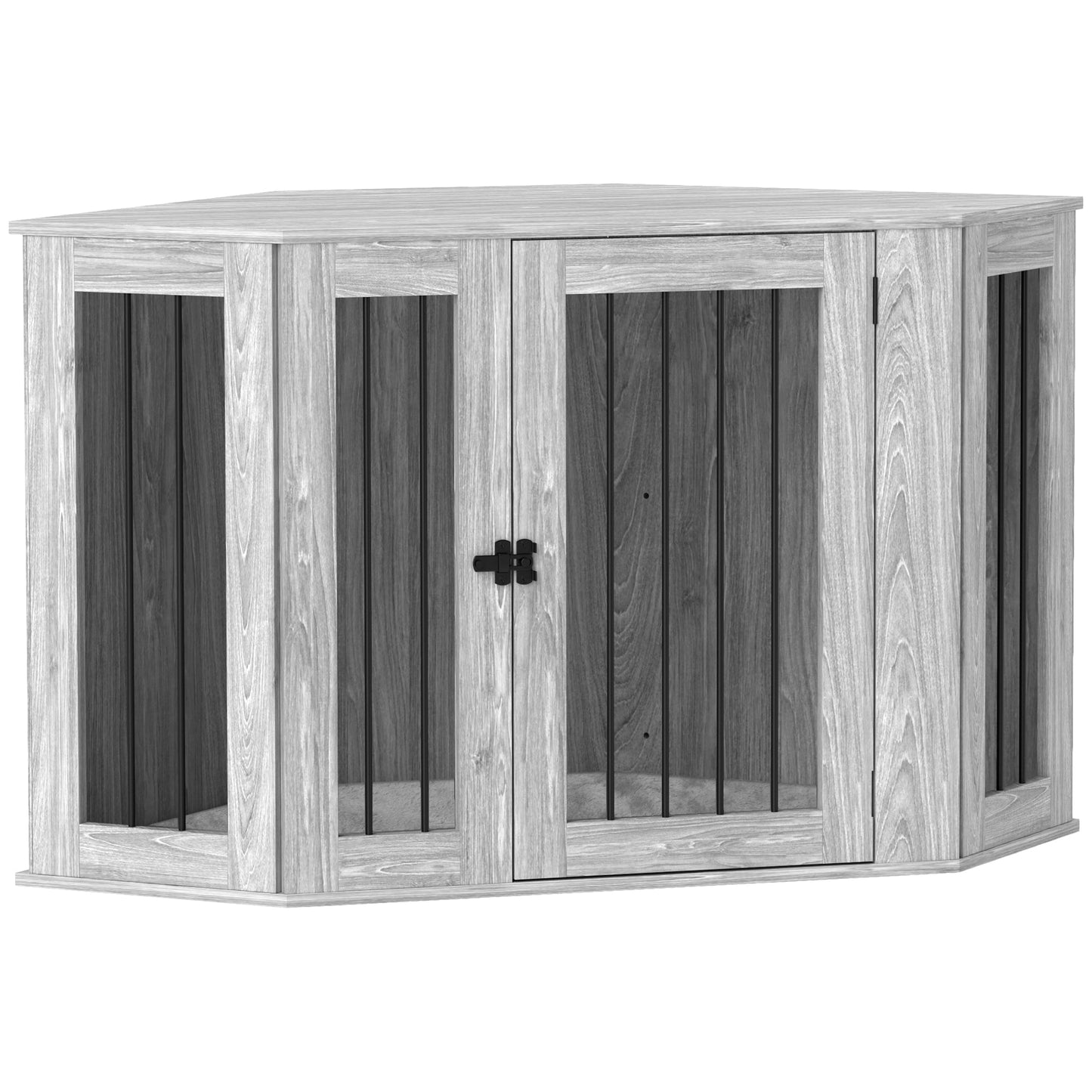 2 in 1 Dog Crate Furniture, Side Table Dog Kennel with Cushion, Large Door, for Large Dogs - Grey