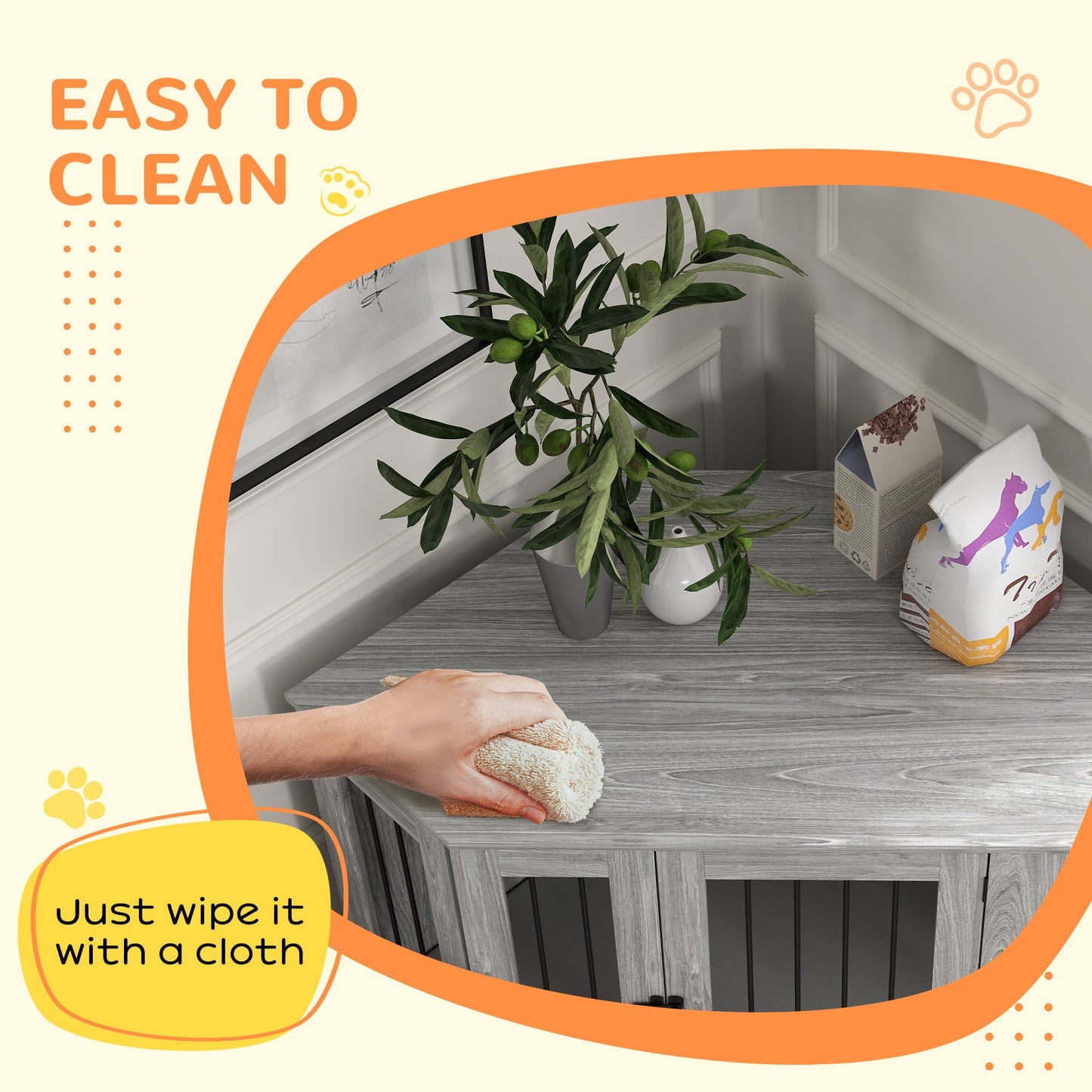 2 in 1 Dog Crate Furniture, Side Table Dog Kennel with Cushion, Large Door, for Large Dogs - Grey