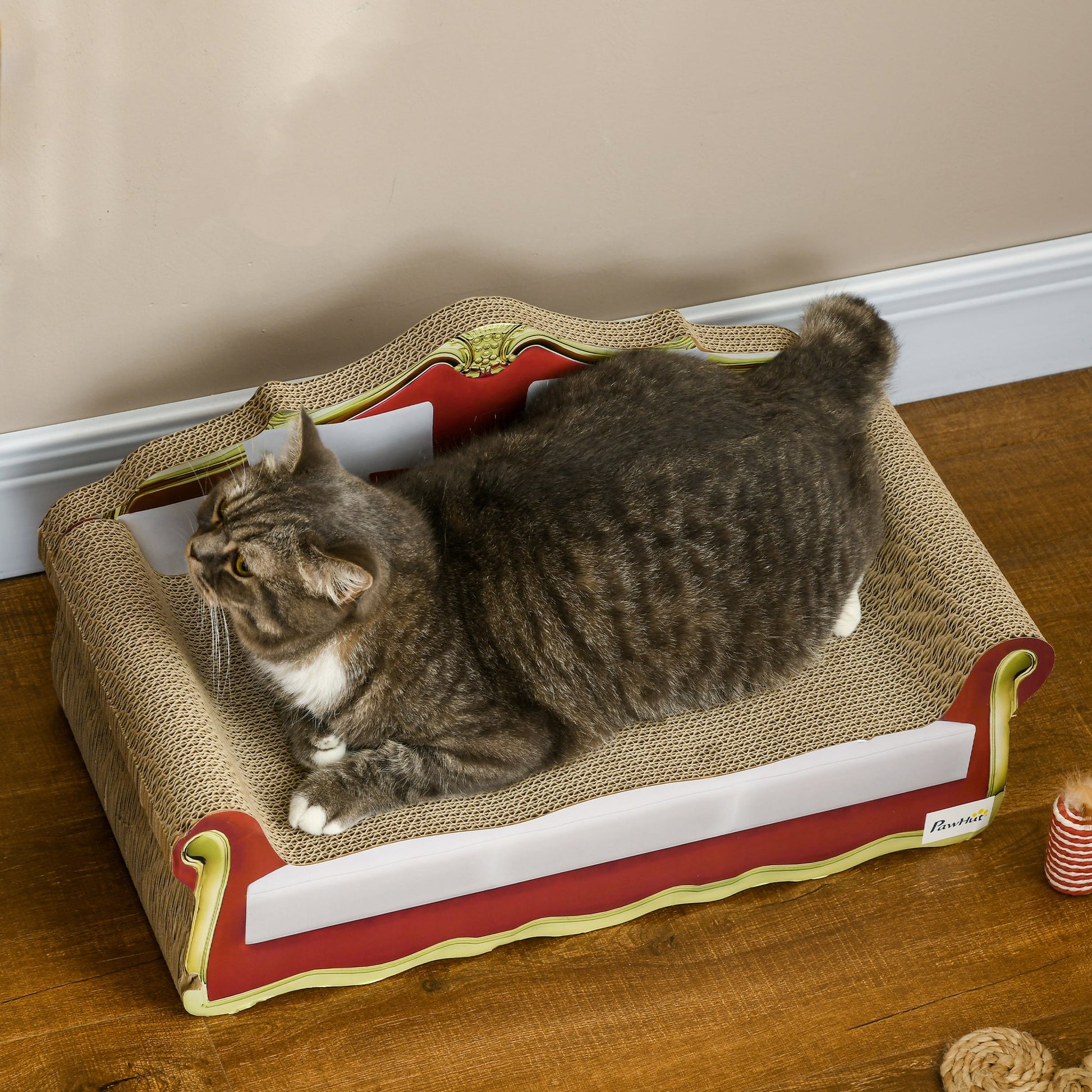 Cat Scratching Board, Cardboard Cat Scratcher Lounge Sofa with Catnip, 58 x 29.5 x 29cm