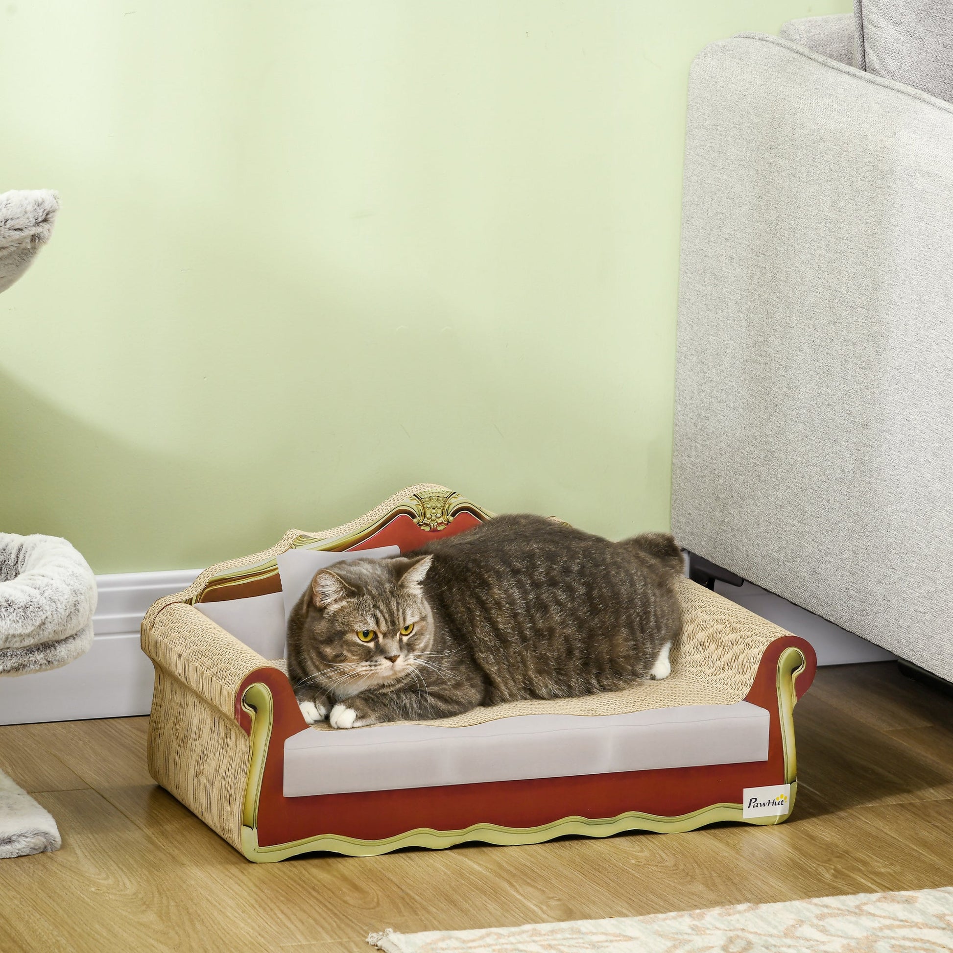 Cat Scratching Board, Cardboard Cat Scratcher Lounge Sofa with Catnip, 58 x 29.5 x 29cm