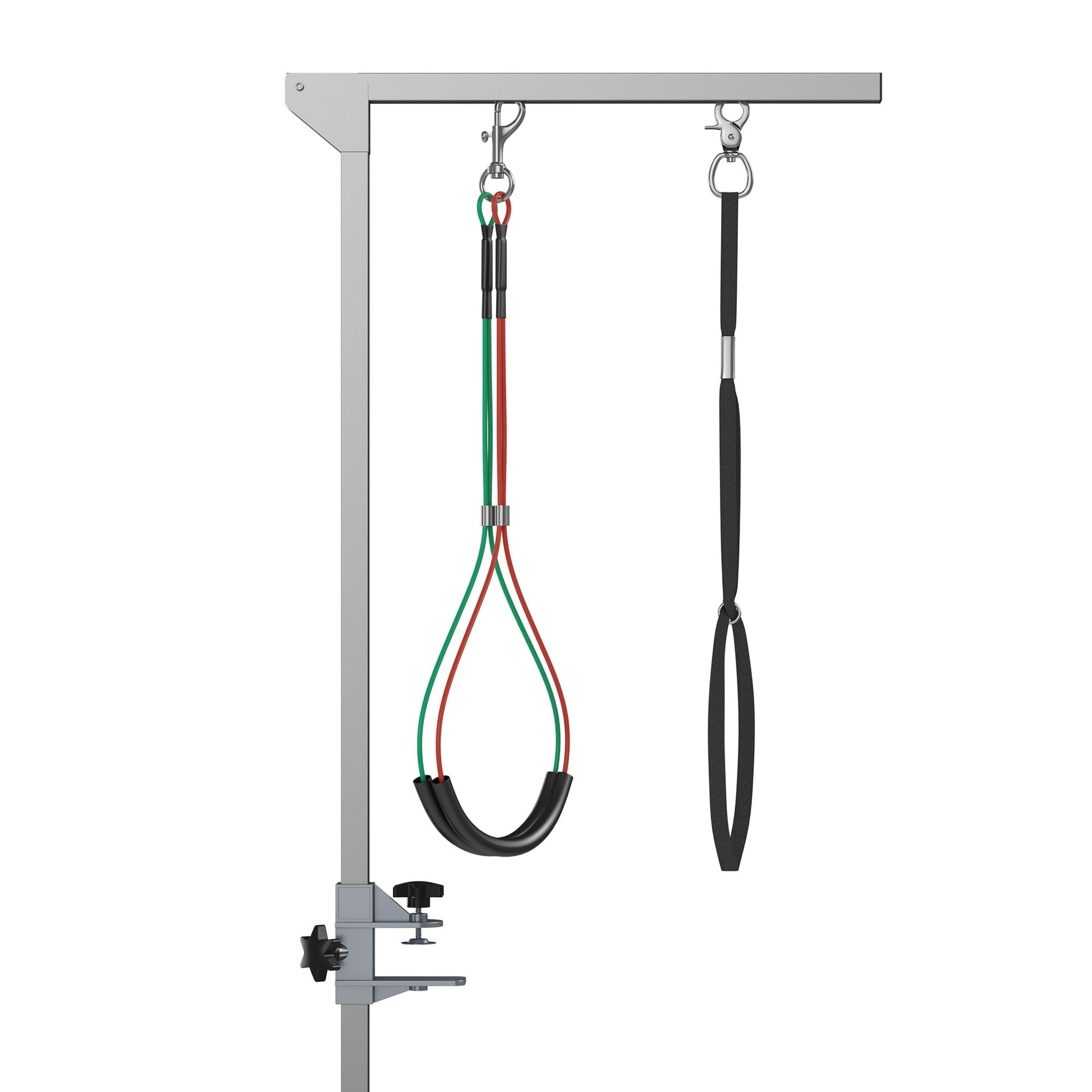 Foldable Pet Grooming Arm w/ Clamp 30 Inch Height Adjustable, Dog Grooming Loop, Two No Sit Haunch Holders for Small Medium Dogs, Sliver