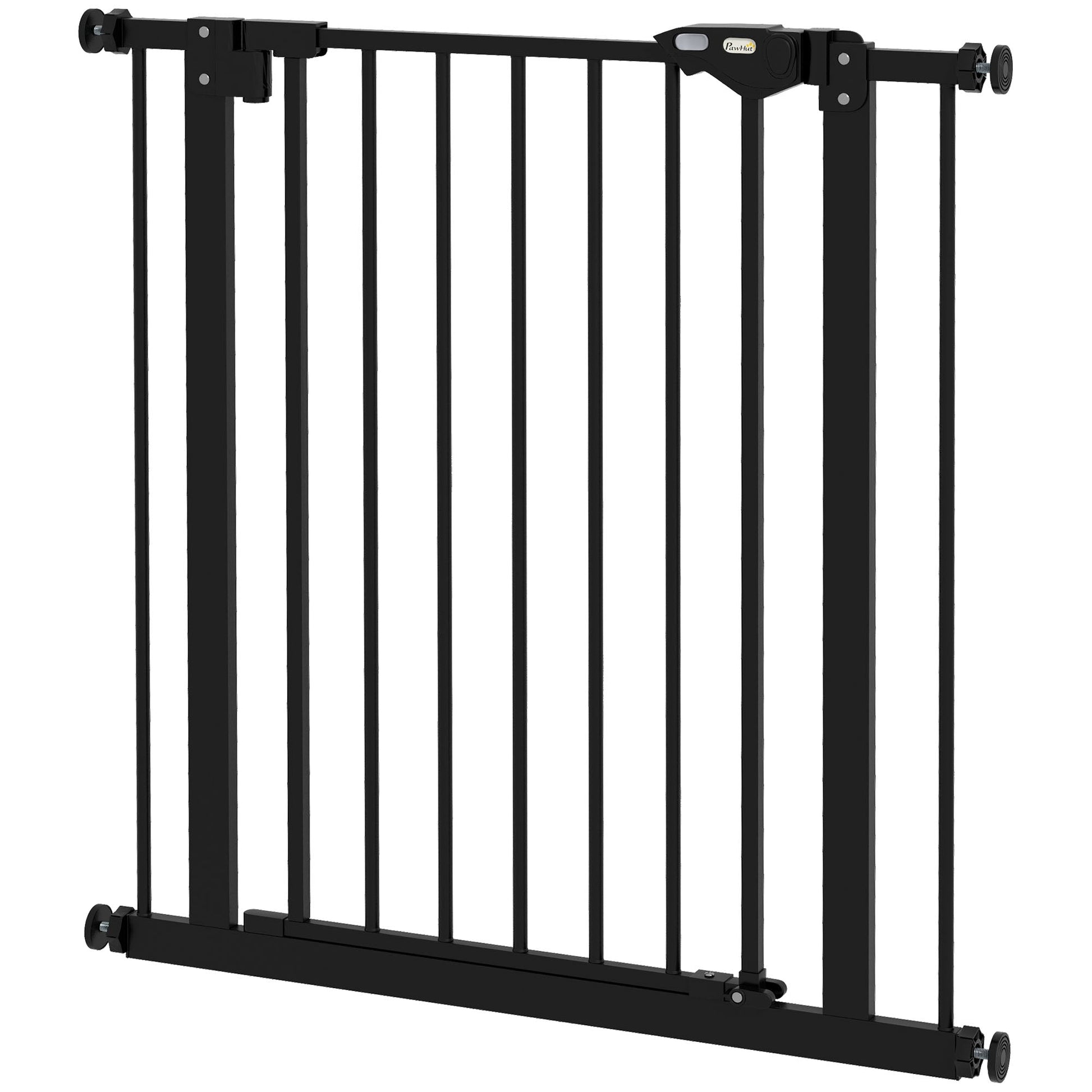 Dog Gate Stair Gate Pressure Fit Pets Barrier Auto Close for Doorway Hallway, 74-80cm Wide Adjustable, Black