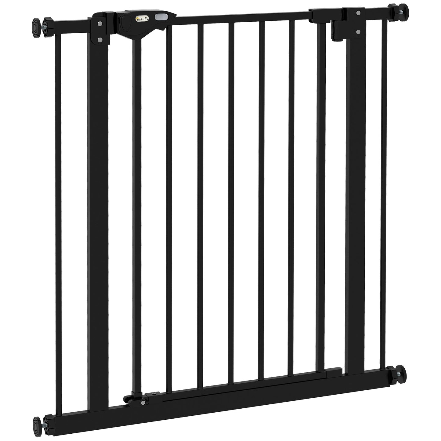Dog Gate Stair Gate Pressure Fit Pets Barrier Auto Close for Doorway Hallway, 74-80cm Wide Adjustable, Black