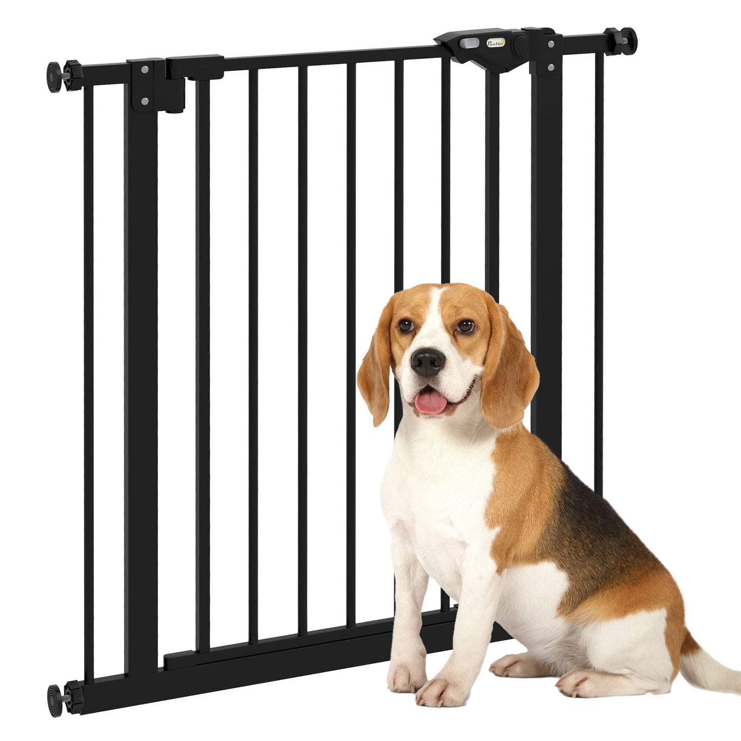 Dog Gate Stair Gate Pressure Fit Pets Barrier Auto Close for Doorway Hallway, 74-80cm Wide Adjustable, Black