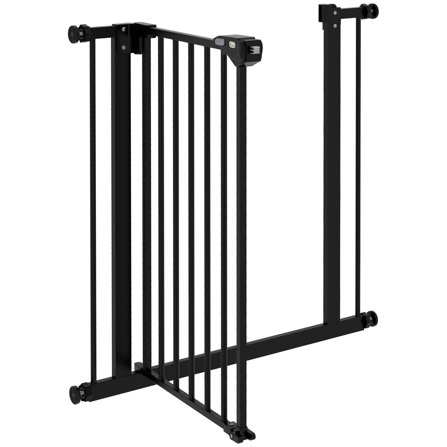 Dog Gate Stair Gate Pressure Fit Pets Barrier Auto Close for Doorway Hallway, 74-80cm Wide Adjustable, Black